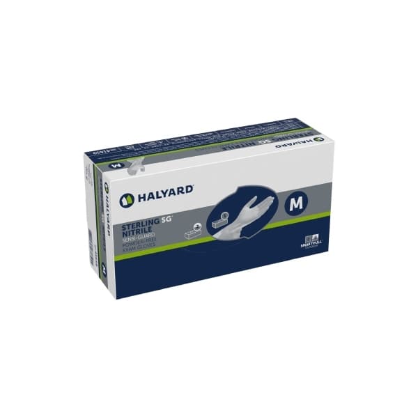 STERLING SG Exam Glove Silver Neutral Beaded Cuff 2 mil to 4 mil Range, Medium - Case of 2500 - Image 1