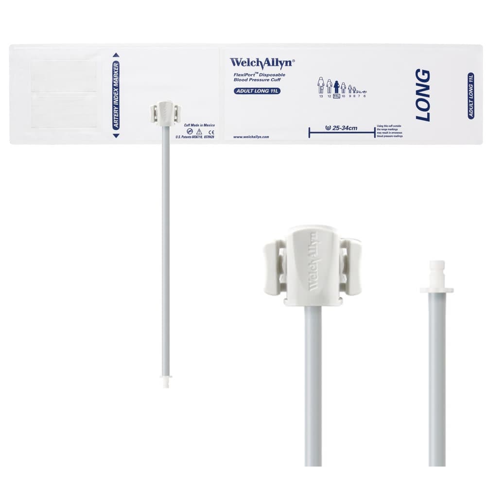 FlexiPort Single Patient Use Blood Pressure Cuff, 25 to 34 cm, Adult Long Cuff - Case of 20 - Image 1