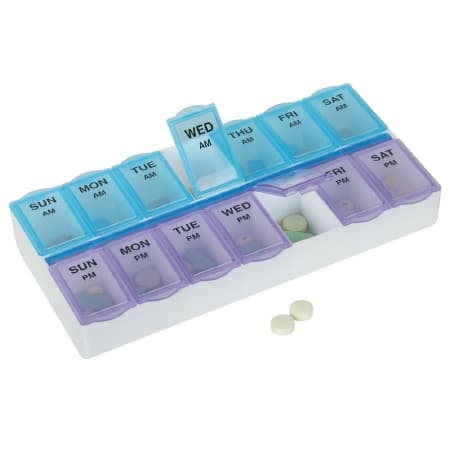 Apothecary Products Pill Organizer 2 Dose, 5/8 x 1-1/4 x 7-1/4 Inch - Package of 6 - Image 1