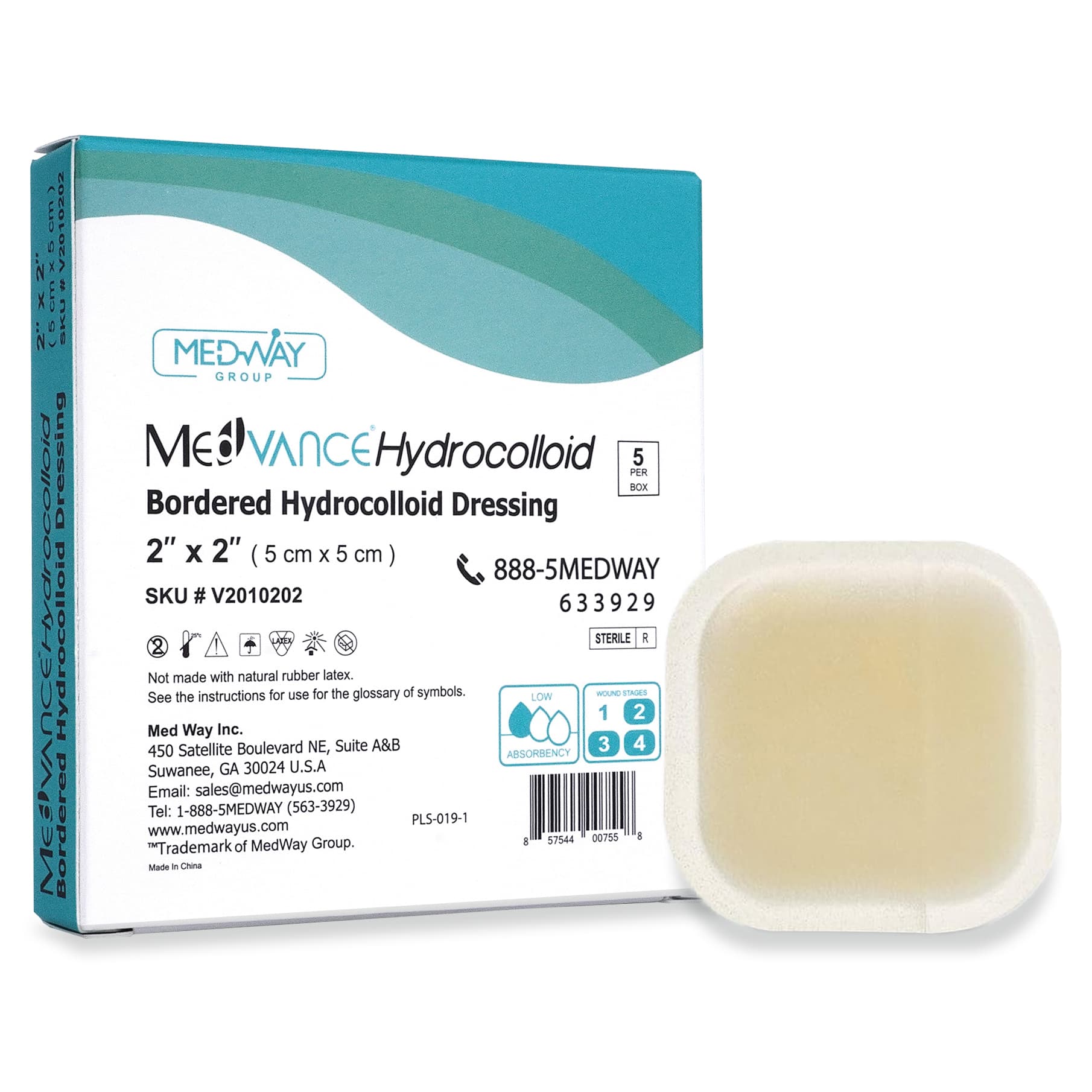 MedVance Bordered Hydrocolloid Dressing, 2 x 2 Inch - Box of 5 - Image 1