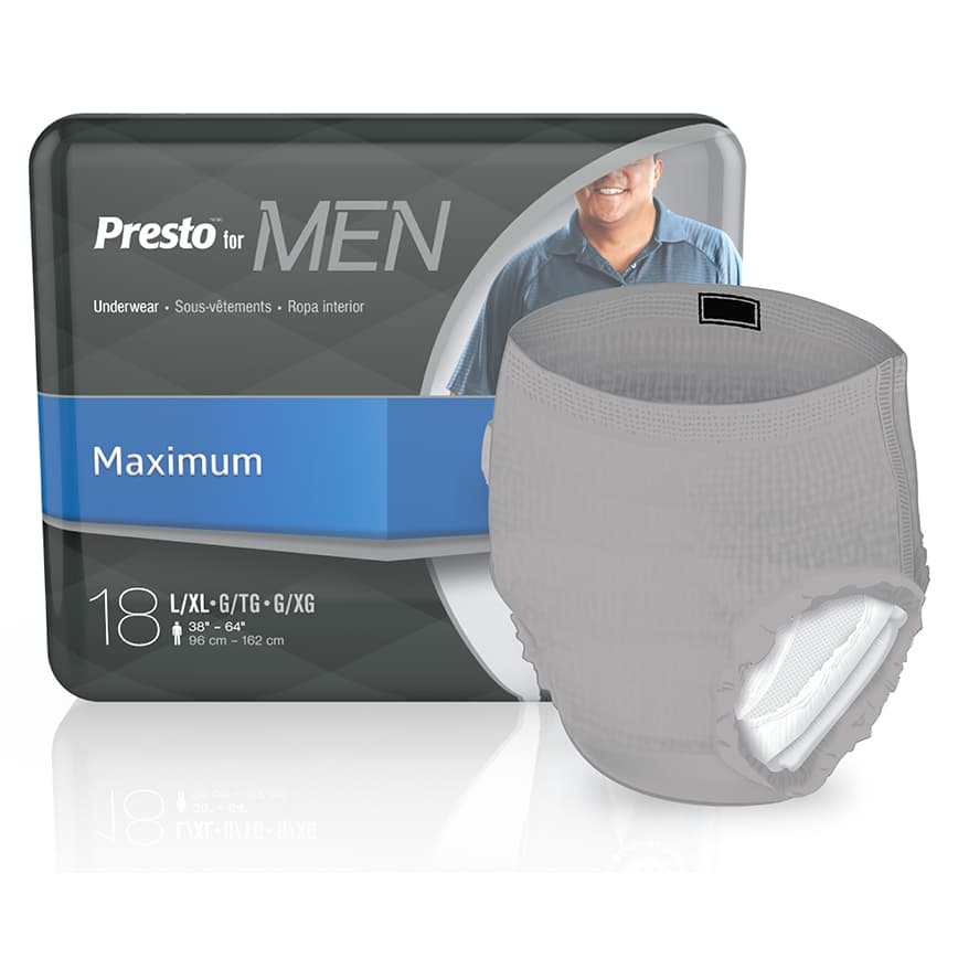 Presto Descreet Underwear Men, Maximum Absorbency, Small/Medium - Case of 80 - Image 1