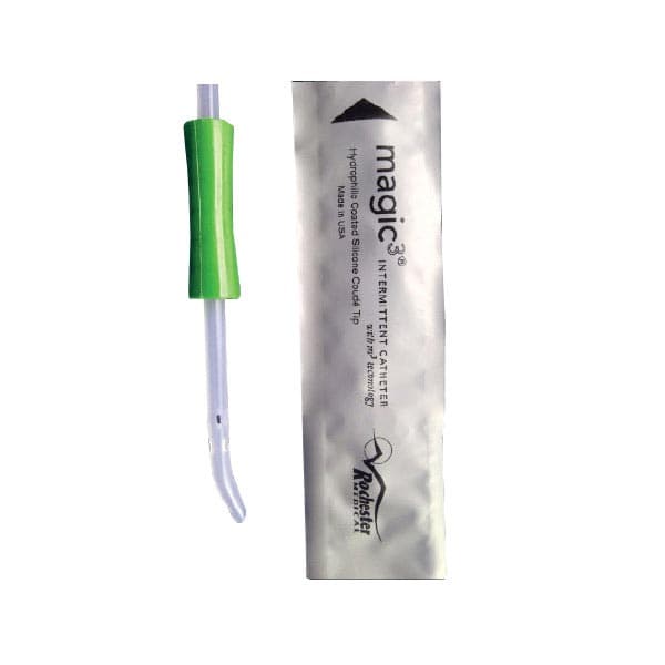 MAGIC3 Intermittent Catheter with SURE-GRIP Insertion Sleeve for Male, Coude Tip - Image 1