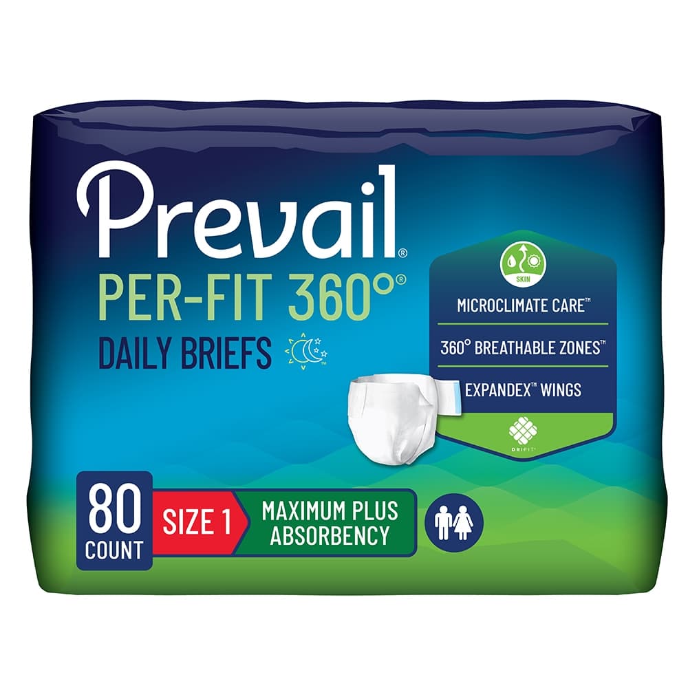 Prevail Per-Fit 360 Degree Daily Briefs, Size 1 - Case of 80 - Image 1