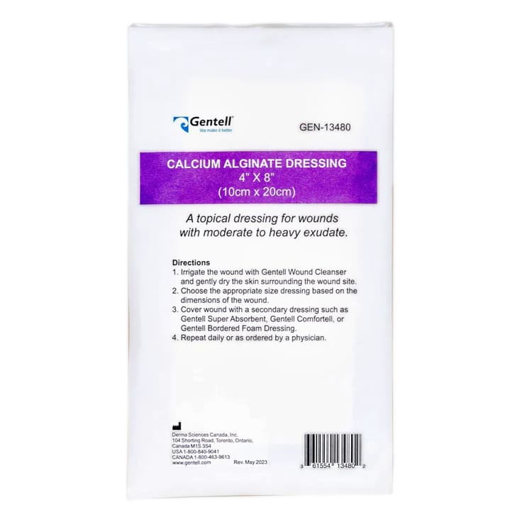 Gentell Calcium Alginate Dressing, 4 x 8 Inch - Each - Image 1