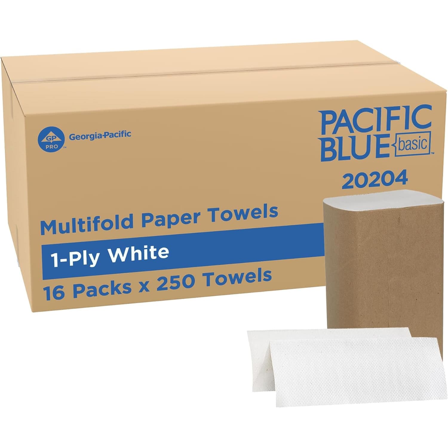 Pacific Blue 1-Ply Basic Paper Towel, White, 9-1/5 x 9-2/5 Inch - Case of 4000 - Image 1