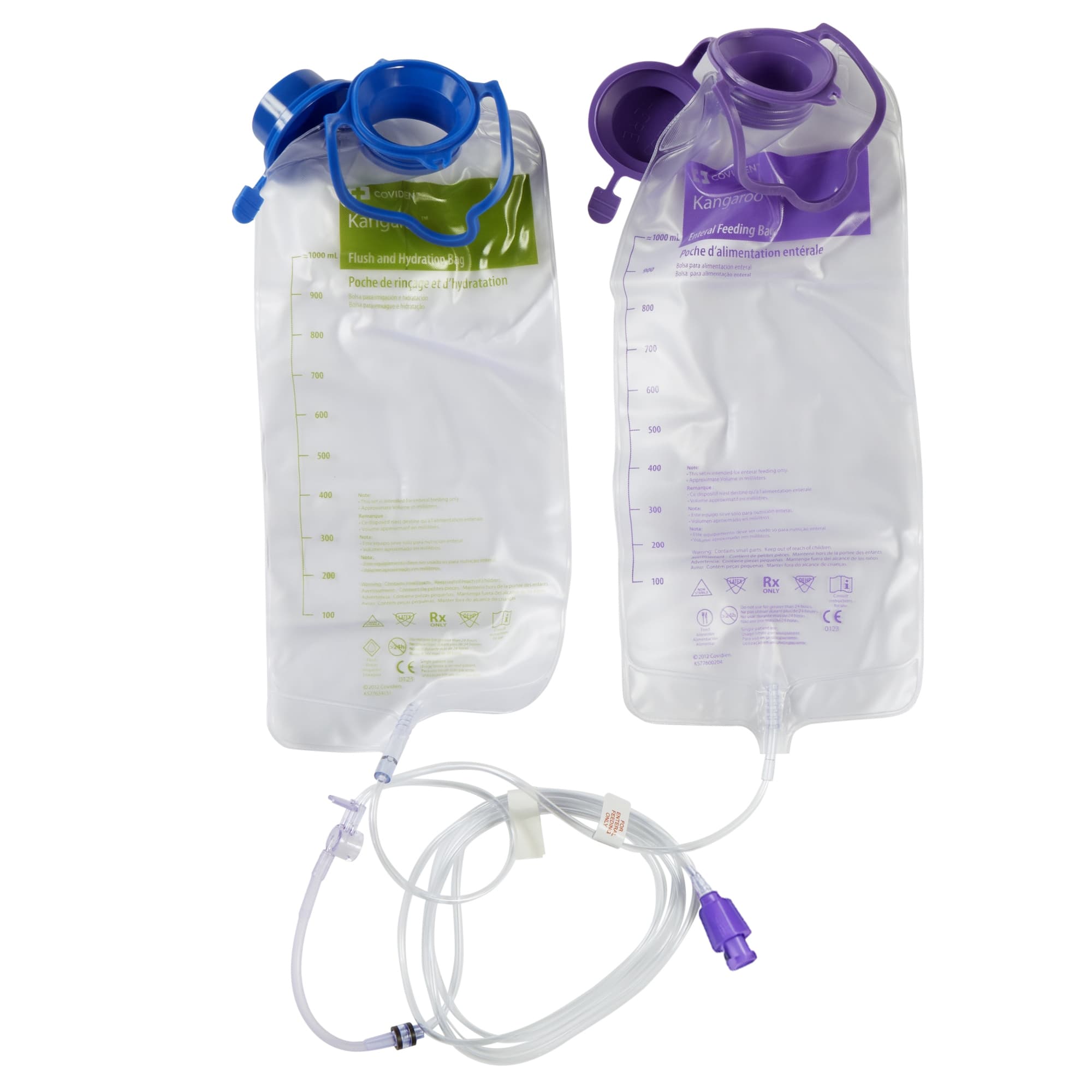 Kangaroo Joey Feeding Pump Set with 1000mL Flush Bag, 1000 mL - Case of 30 - Image 1