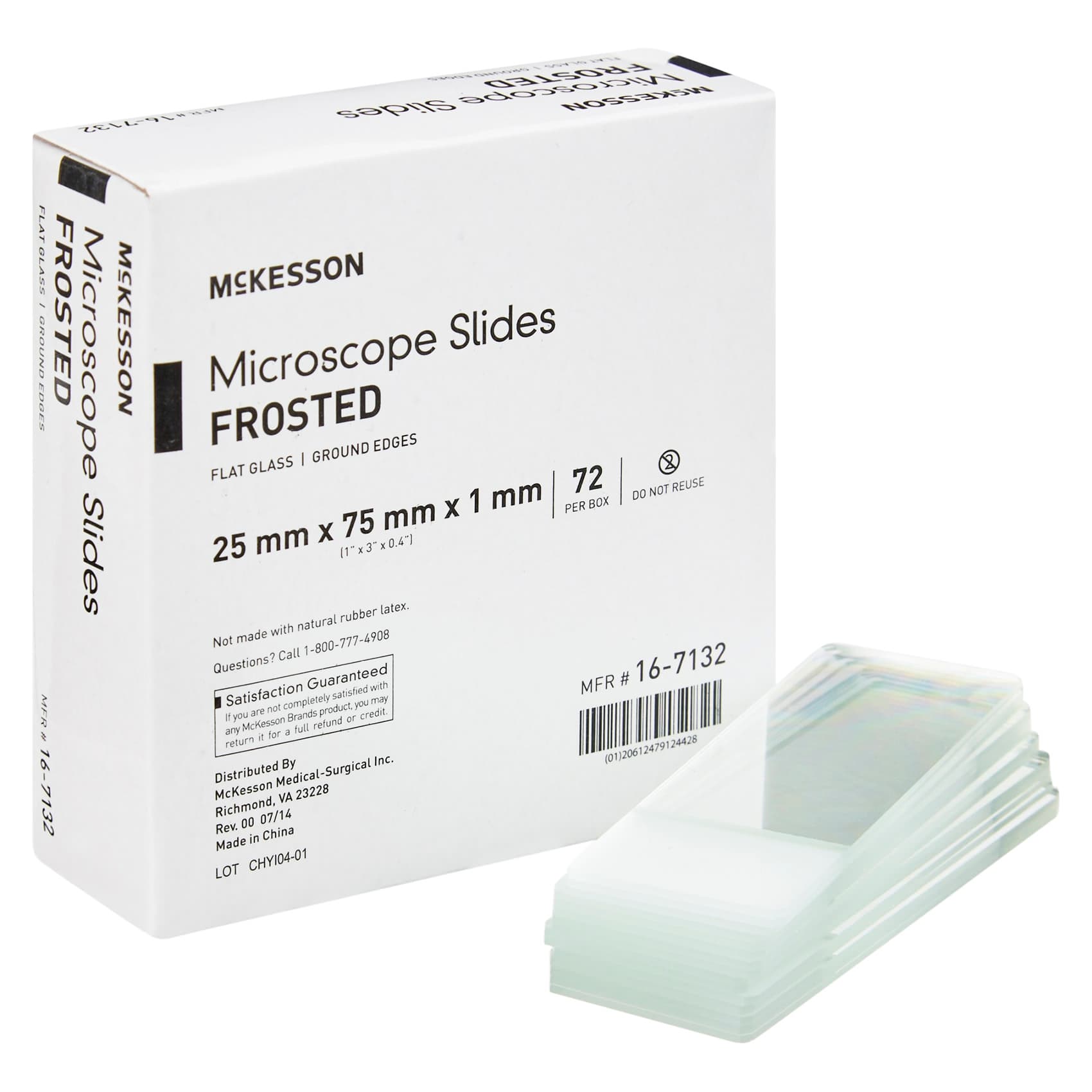 McKesson Microscope Slide, Frosted End, 1 x 3" x 1 mm, Ground Edges - Box of 1 - Image 1