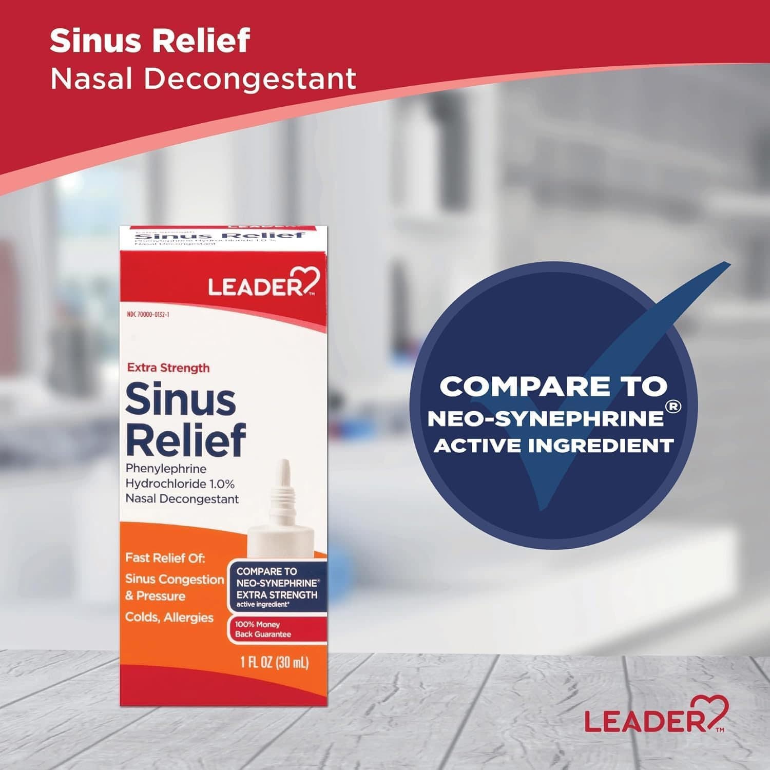 Leader Extra Strength Sinus Relief, 1 oz - Each - Image 4