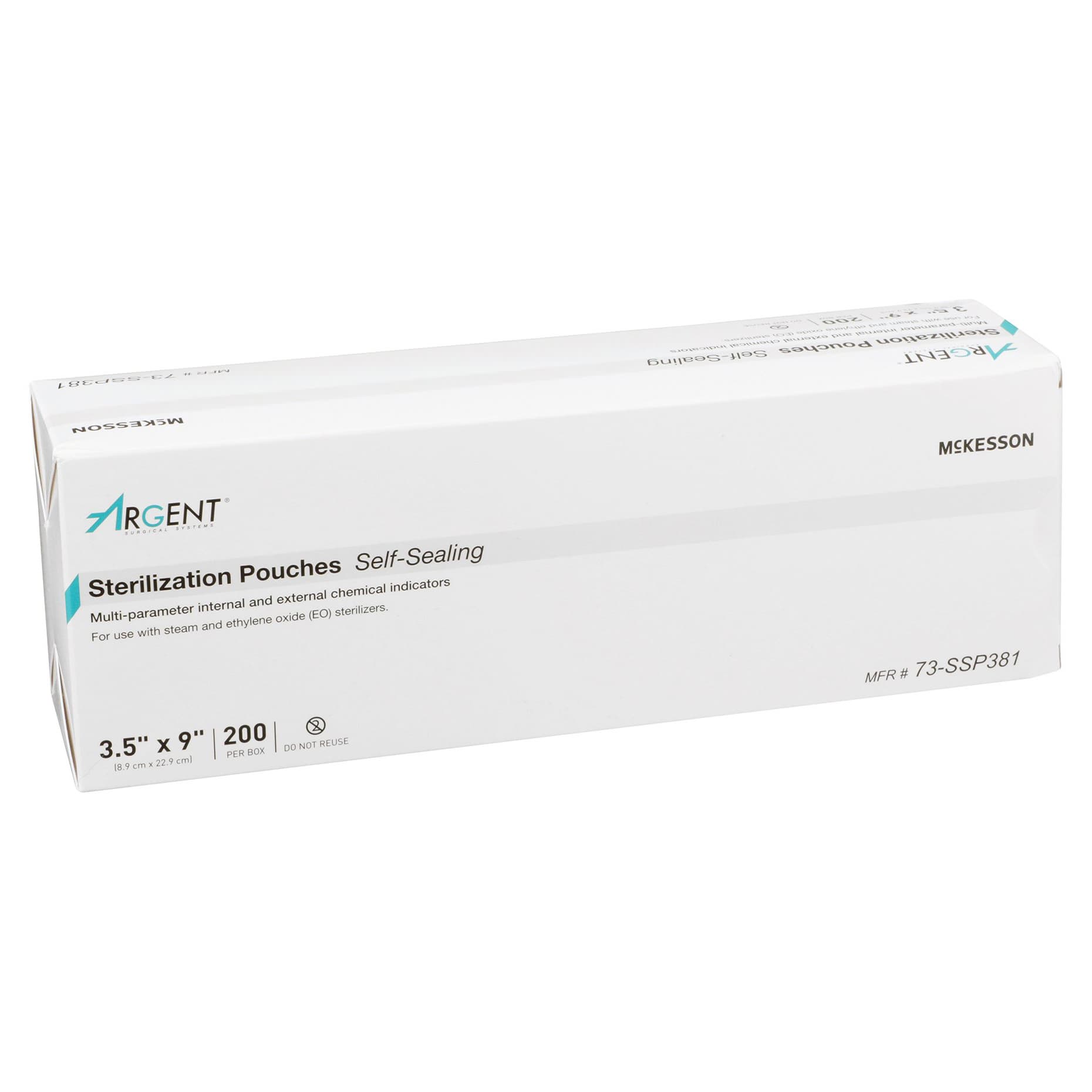 McKesson Argent Sure-Check Sterilization Pouch Transparent-Blue, 3-1/2 x 9 Inch - Box of 200 - Image 1