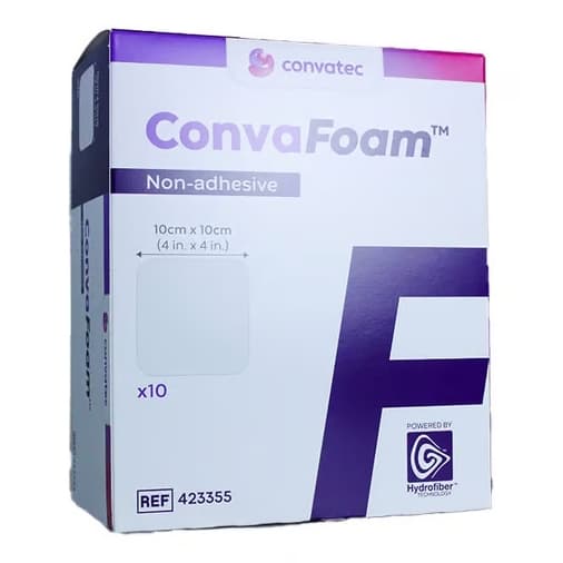 ConvaFoam Non-Adhesive Hydrofiber Foam Dressing, 4" x 4" - Box of 10 - Image 1