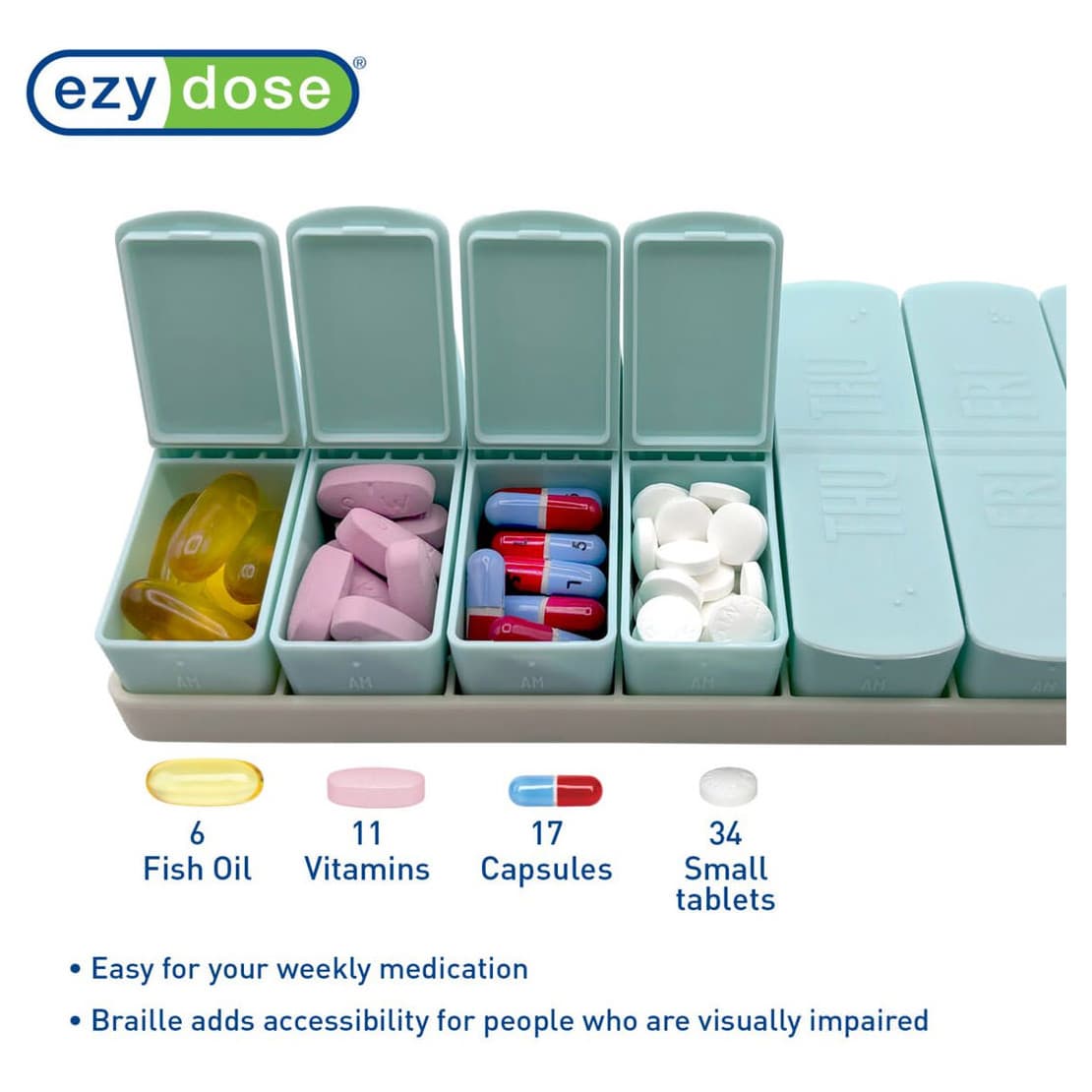 Ezy Dose Weekly AM/PM Pill Organizer, Matte Embossed - Image 3