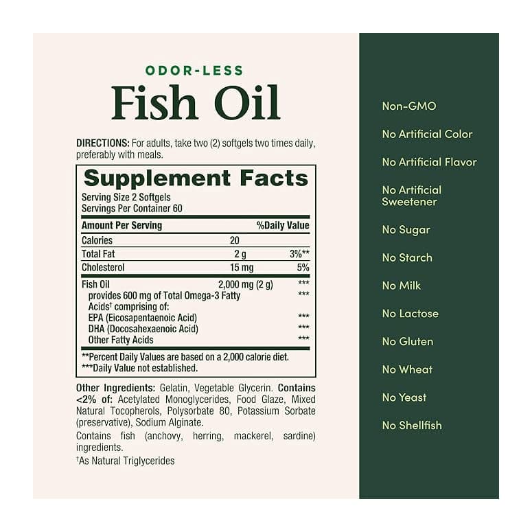 Nature's Bounty Omega-3 Fish Oil Odorless, 1000 mg - Bottle of 120 - Image 3