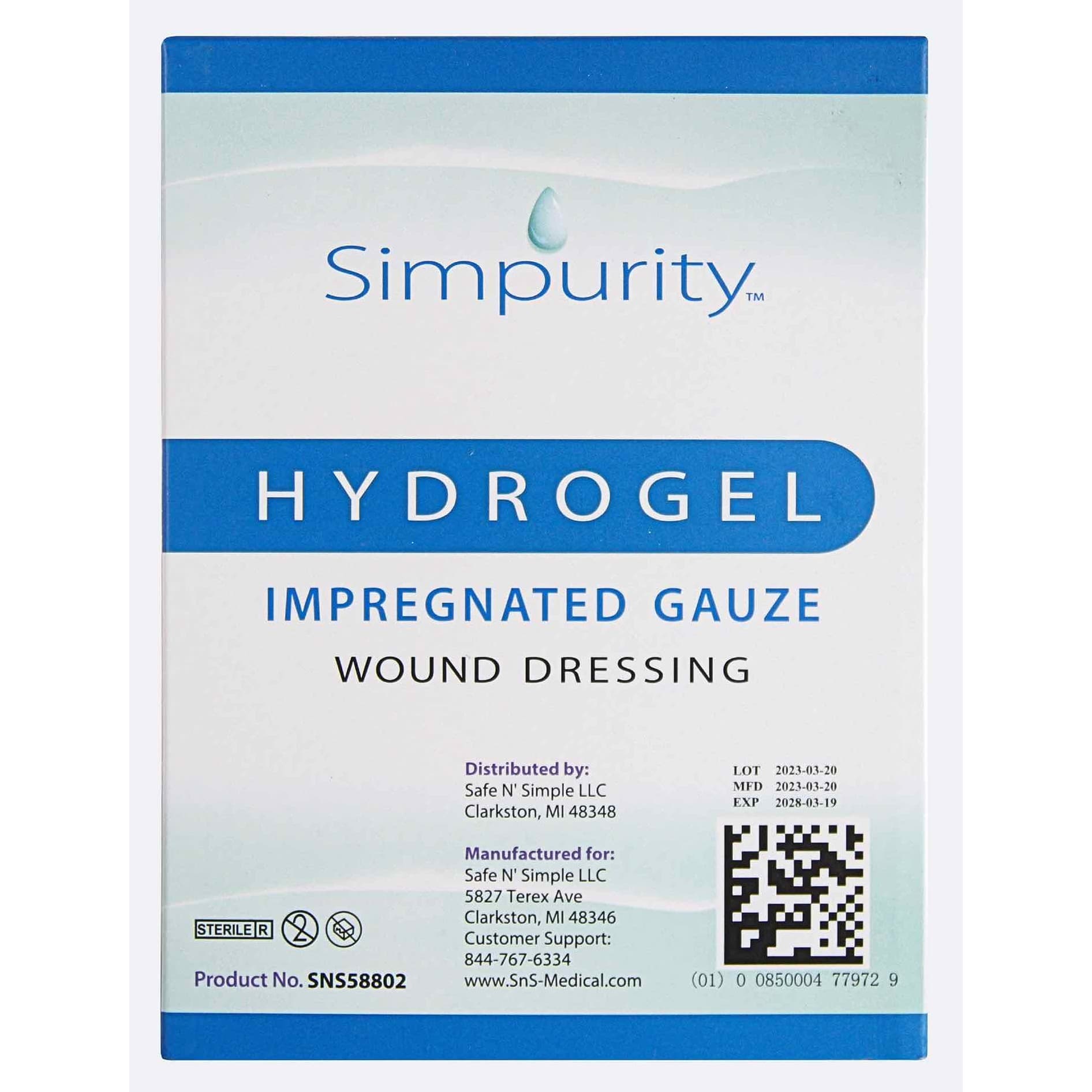 Simpurity Impregnated Hydrogel Gauze Wound Dressing, 2" x 2" - Case of 80 - Image 2
