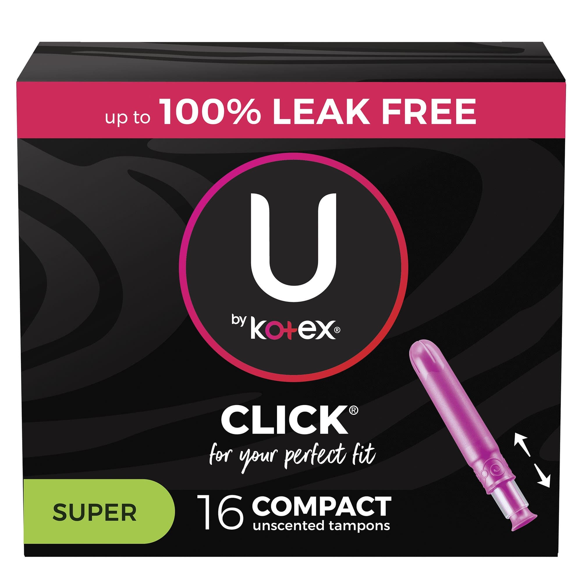 U By Kotex Click Compact Tampons, Super Absorbency - Case of 128 - Image 1