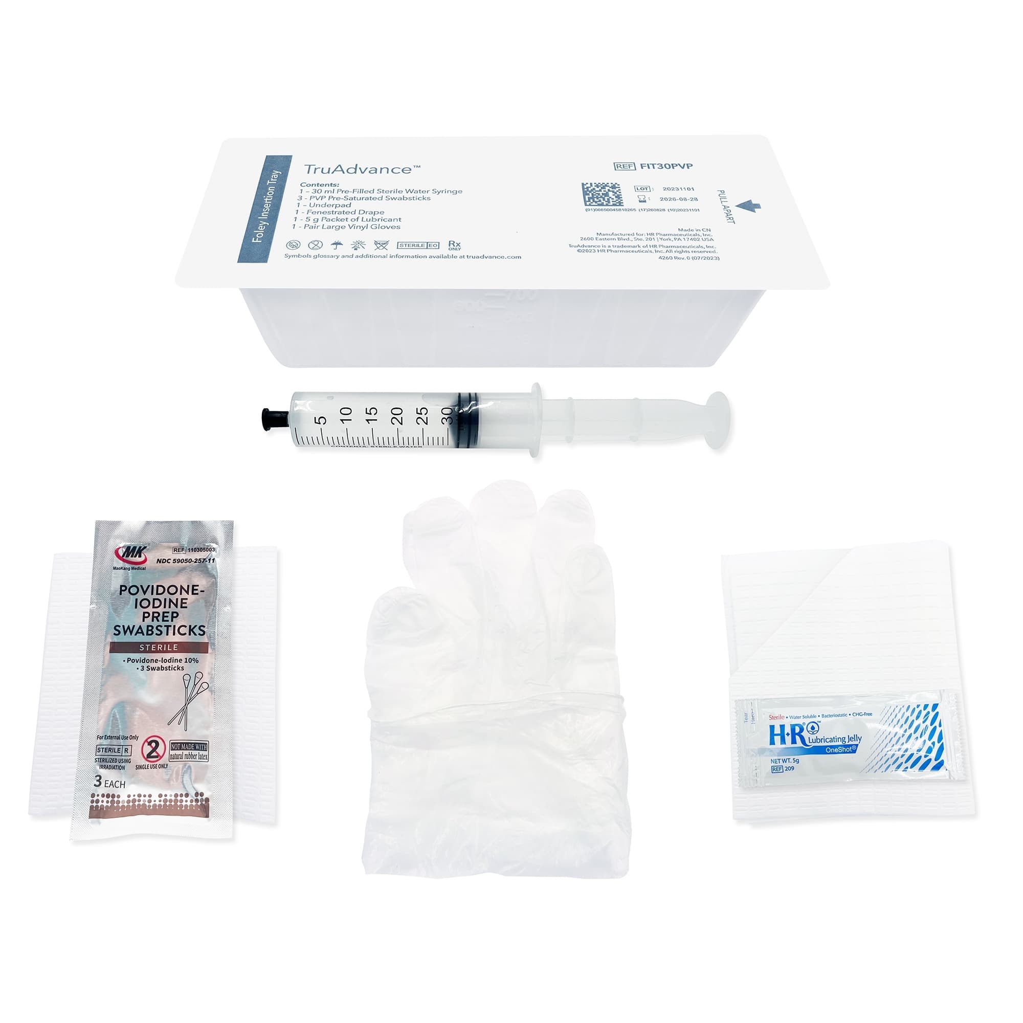 TruAdvance Foley Insertion Tray, PVP, 30mL - Case of 20 - Image 1