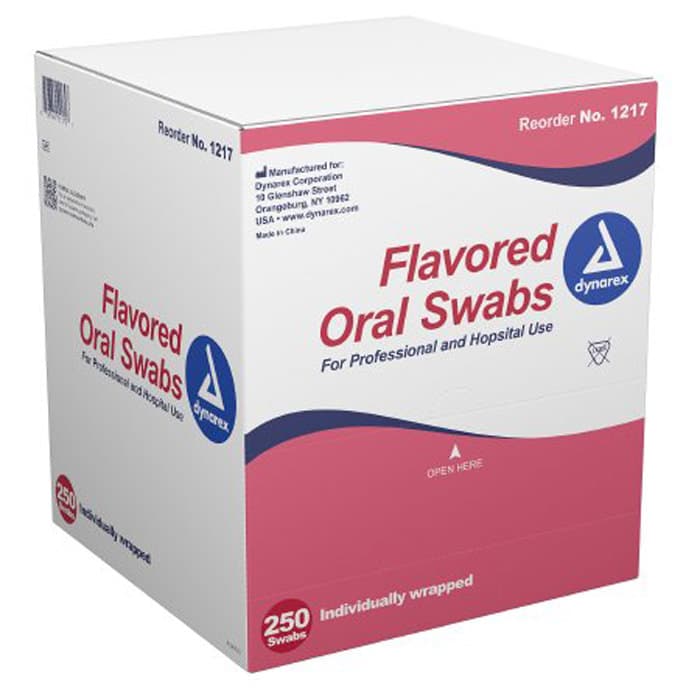Dynarex Oral Swabsticks, Dentifrice Flavor - Box of 250 - Image 1