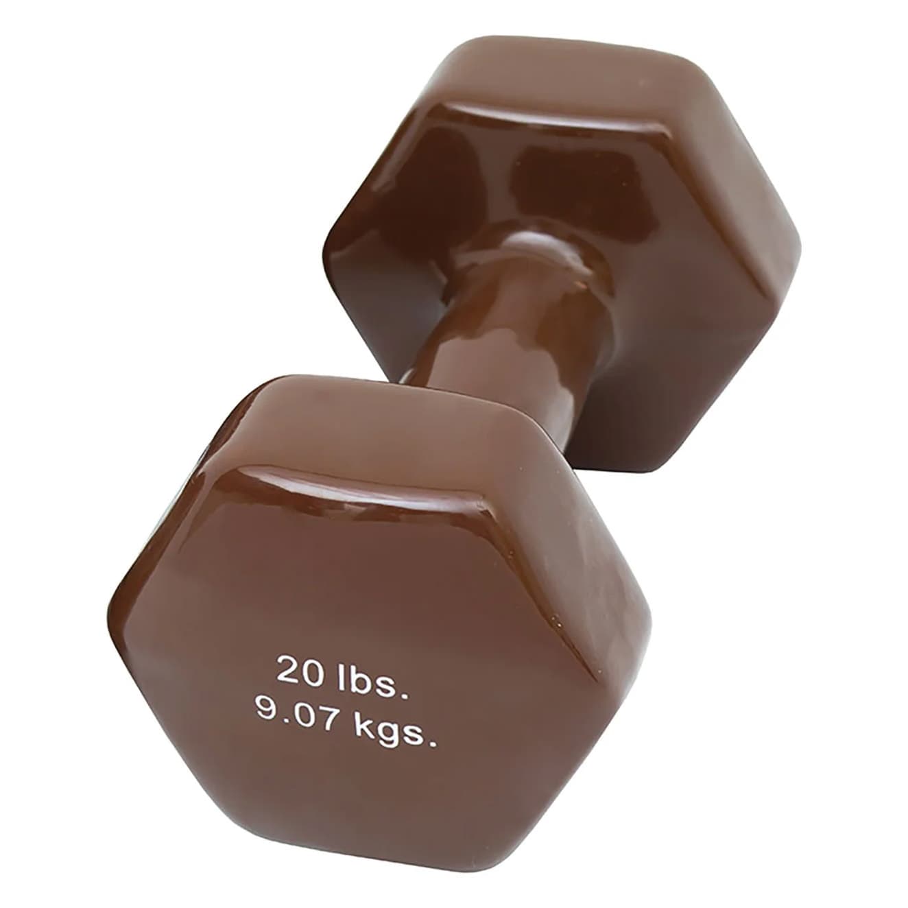 CanDo vinyl coated dumbbell, Brown, 20 Lb - Each - Image 1