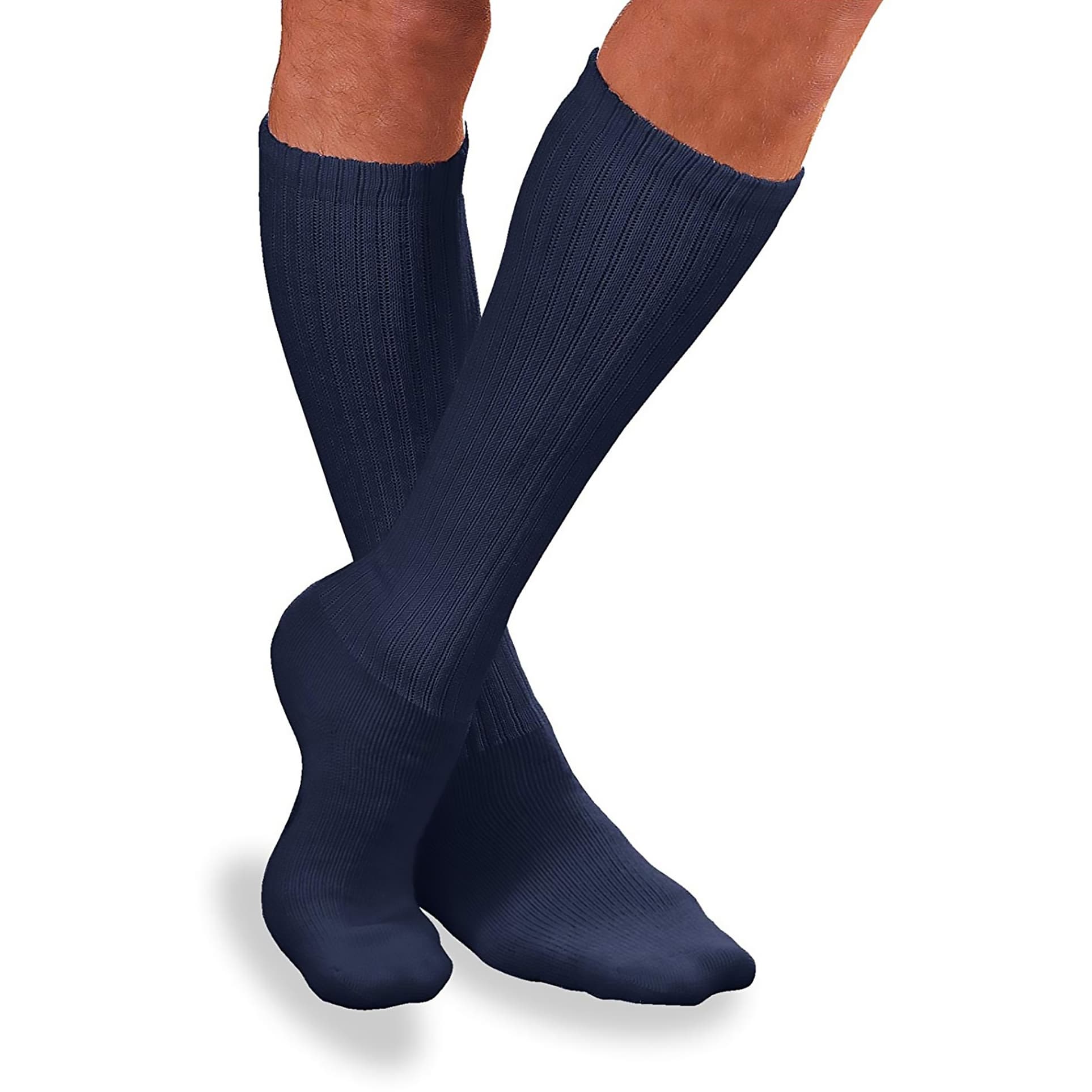 Jobst Sensifoot Diabetic Knee High Compression Socks, Closed Toe, Navy, Extra Small - Pair - Image 1