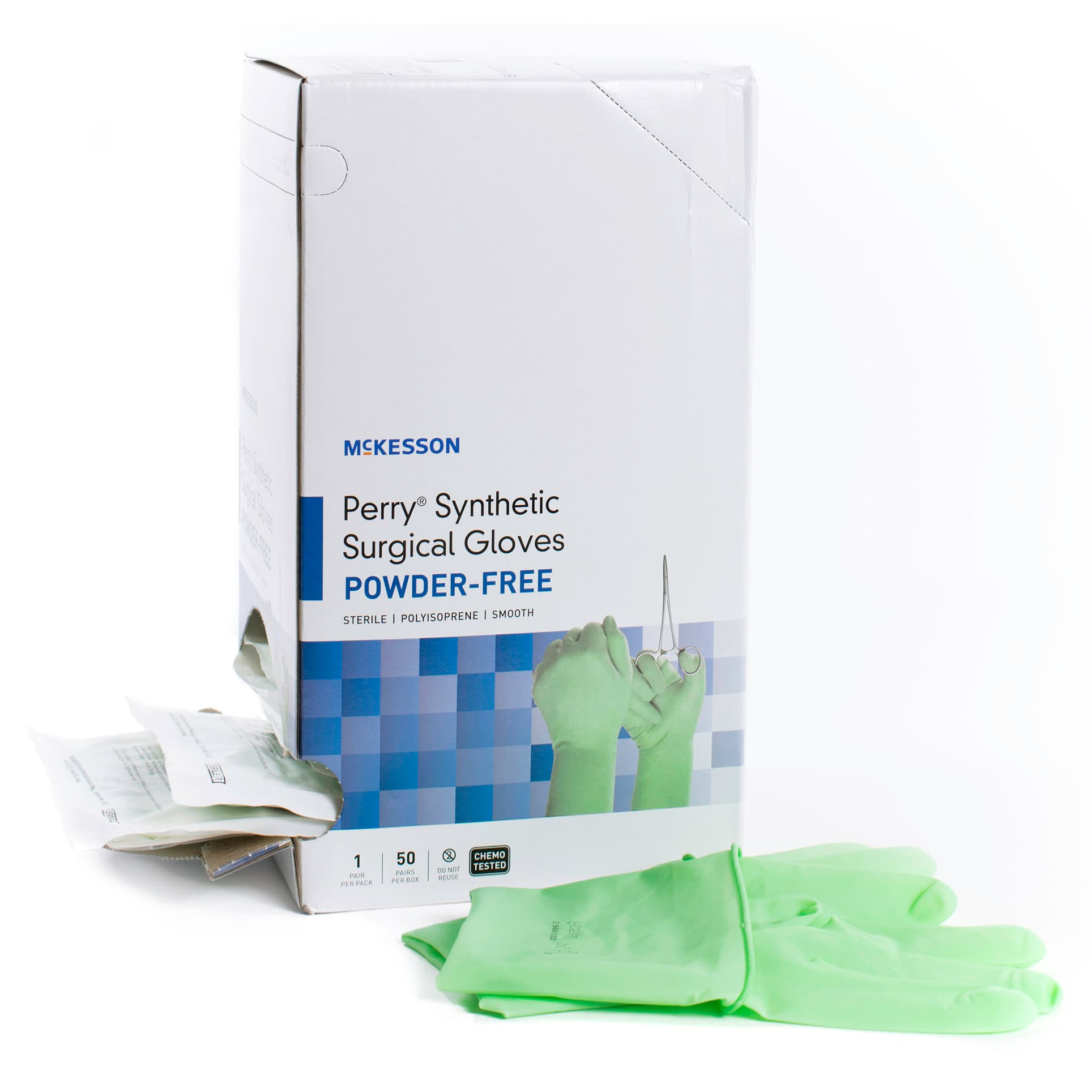 McKesson Perry Performance Plus Surgical Glove Green Beaded Cuff Standard, 12.2 Inch, Size 7 - Pair - Image 1
