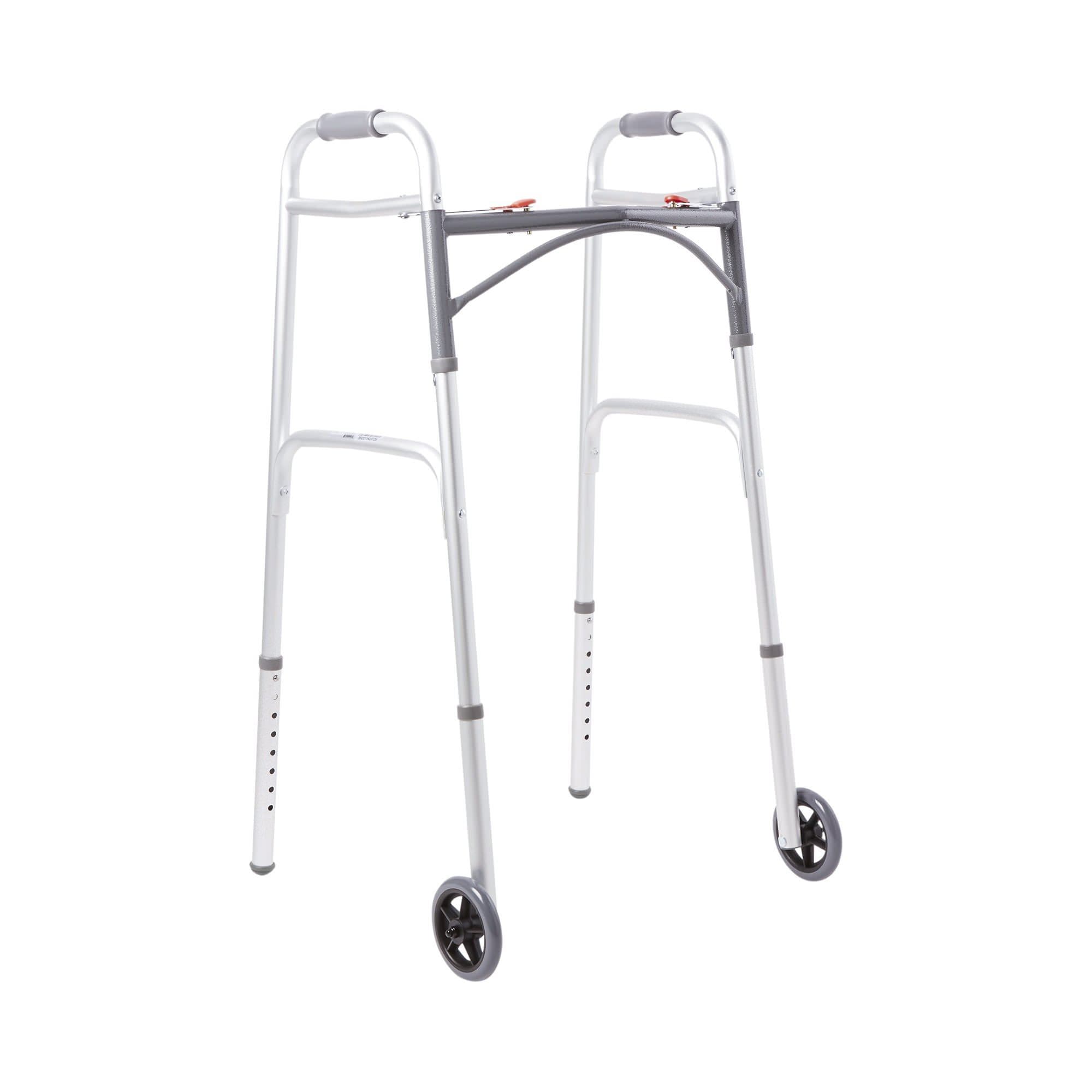 Glide Caps Aluminum Frame Folding Walker, 32 to 39 Inch - Each - Image 1