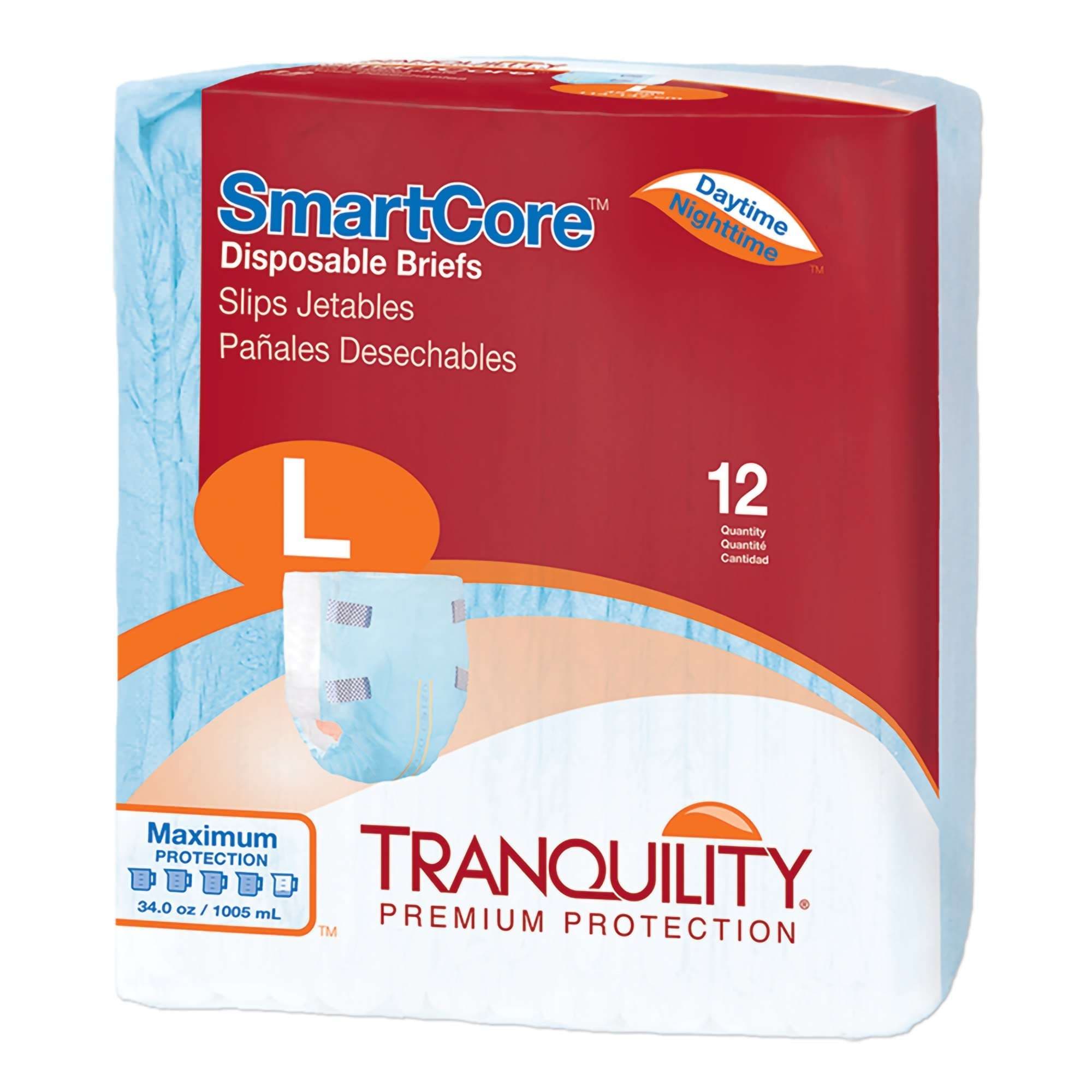 SmartCore Disposable Premium Protection Briefs, Blue, Large - Package of 12 - Image 1