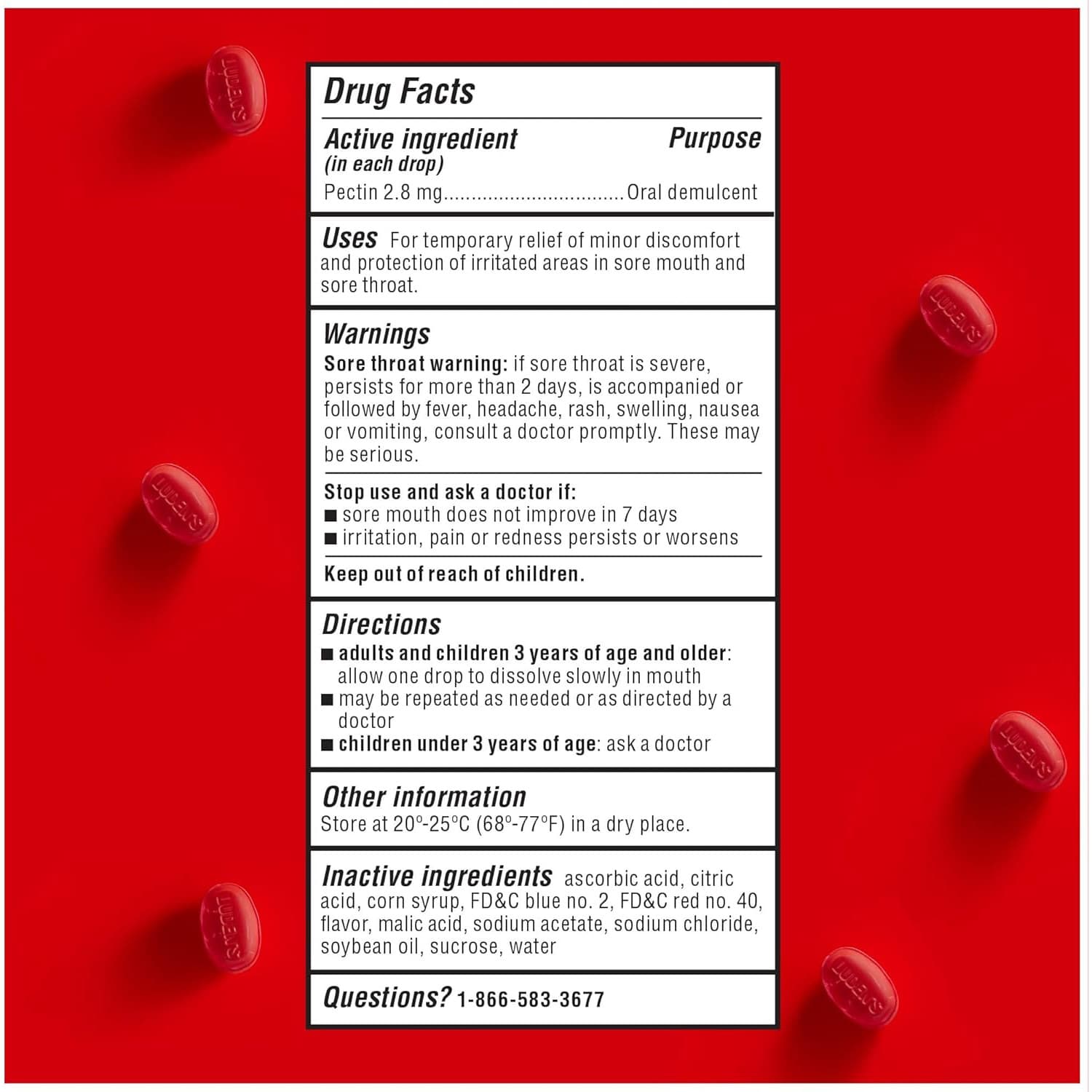 Luden's Sore Throat Relief Wilde Cherry Lozenges Drops, 90 Count - Each - Image 3