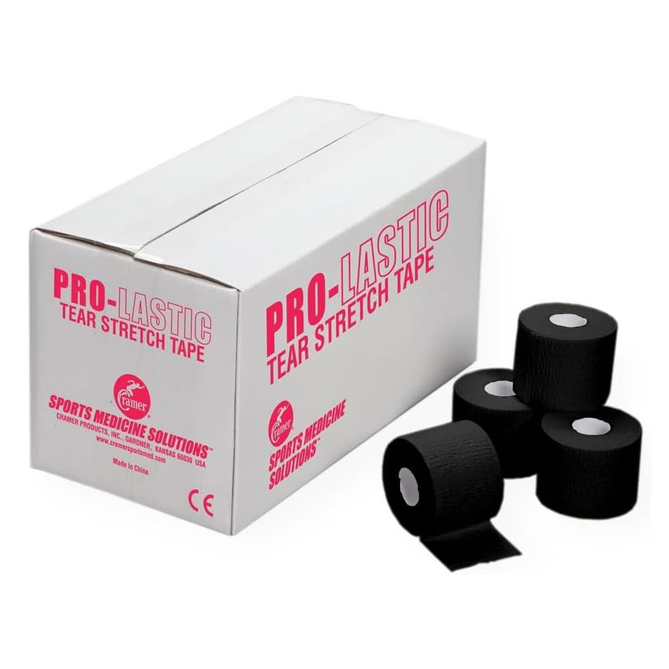 Cramer ProLastic Tear Stretch Athletic Tape, 3 Inch, Black - Case of 16 - Image 1