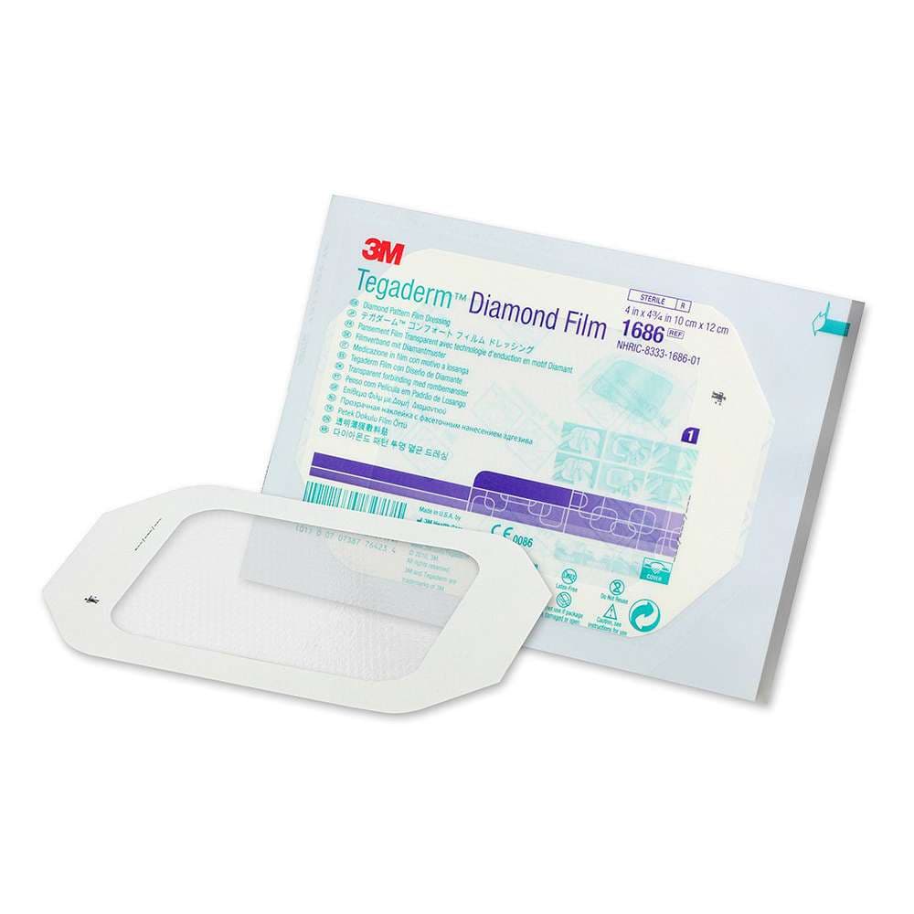3M Tegaderm Diamond Pattern Transparent Dressing, 4" x 4-3/4" - Box of 50 - Image 1