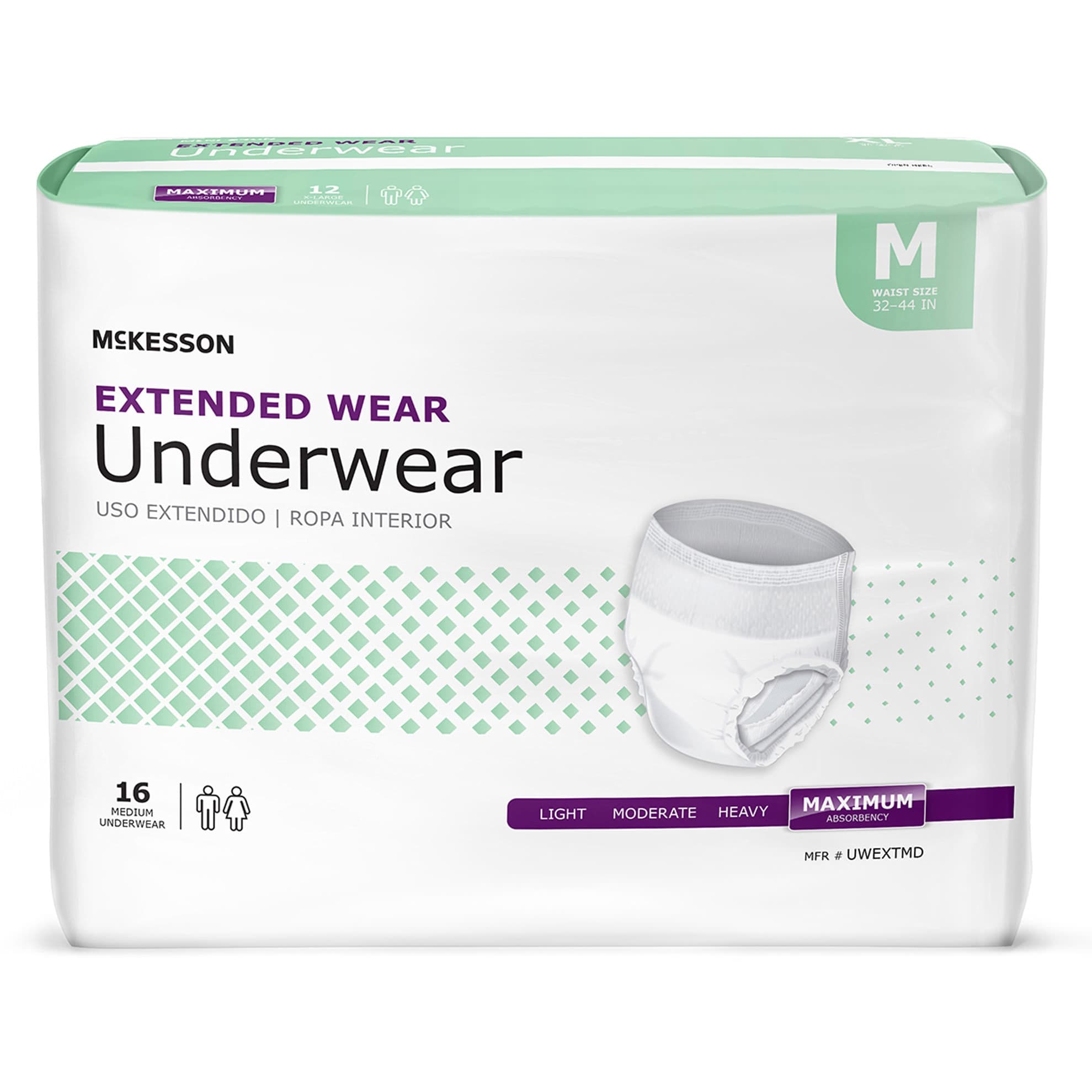 McKesson Extended Wear Incontinence Underwear, Medium - Bag of 16 - Image 1