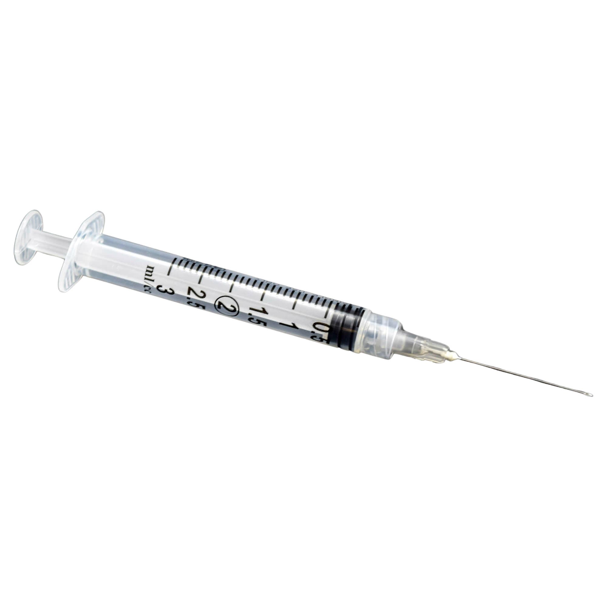 ExelInt Standard Hypodermic Syringe with Detachable Needle, Gray, 27 Gauge, 1-1/4 Inch, 3 mL - Box of 100 - Image 1