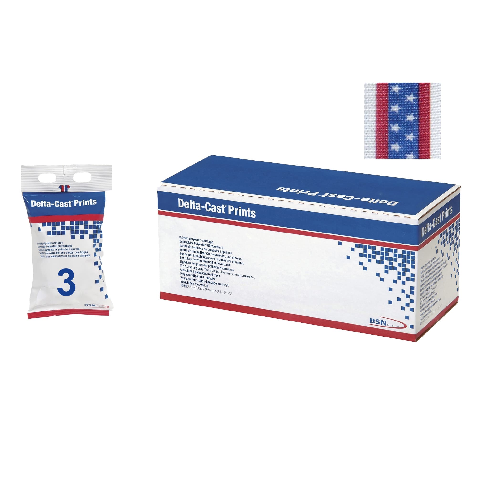 Delta Flash Print Cast Tape, Stars and Stripes Print, 3 Inch x 12 Feet - Box of 10 - Image 2