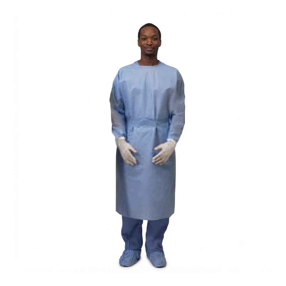 Convertors Non-Sterile Procedure Gown Universal, Blue, Tri-Layer SMS Fabric - Package of 10