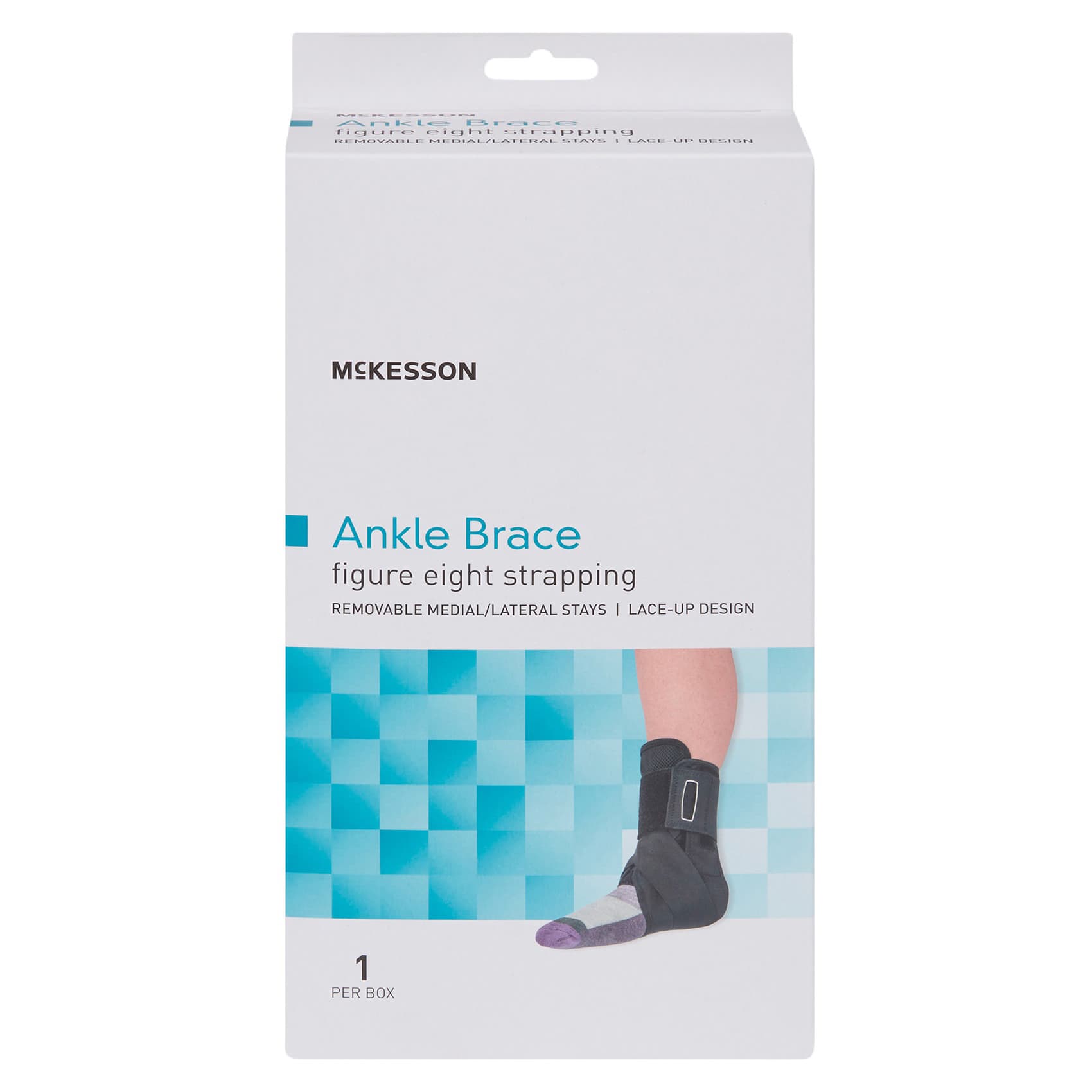 McKesson Ankle Brace Lace-Up Figure-8 Strap Hook and Loop Closure Black
