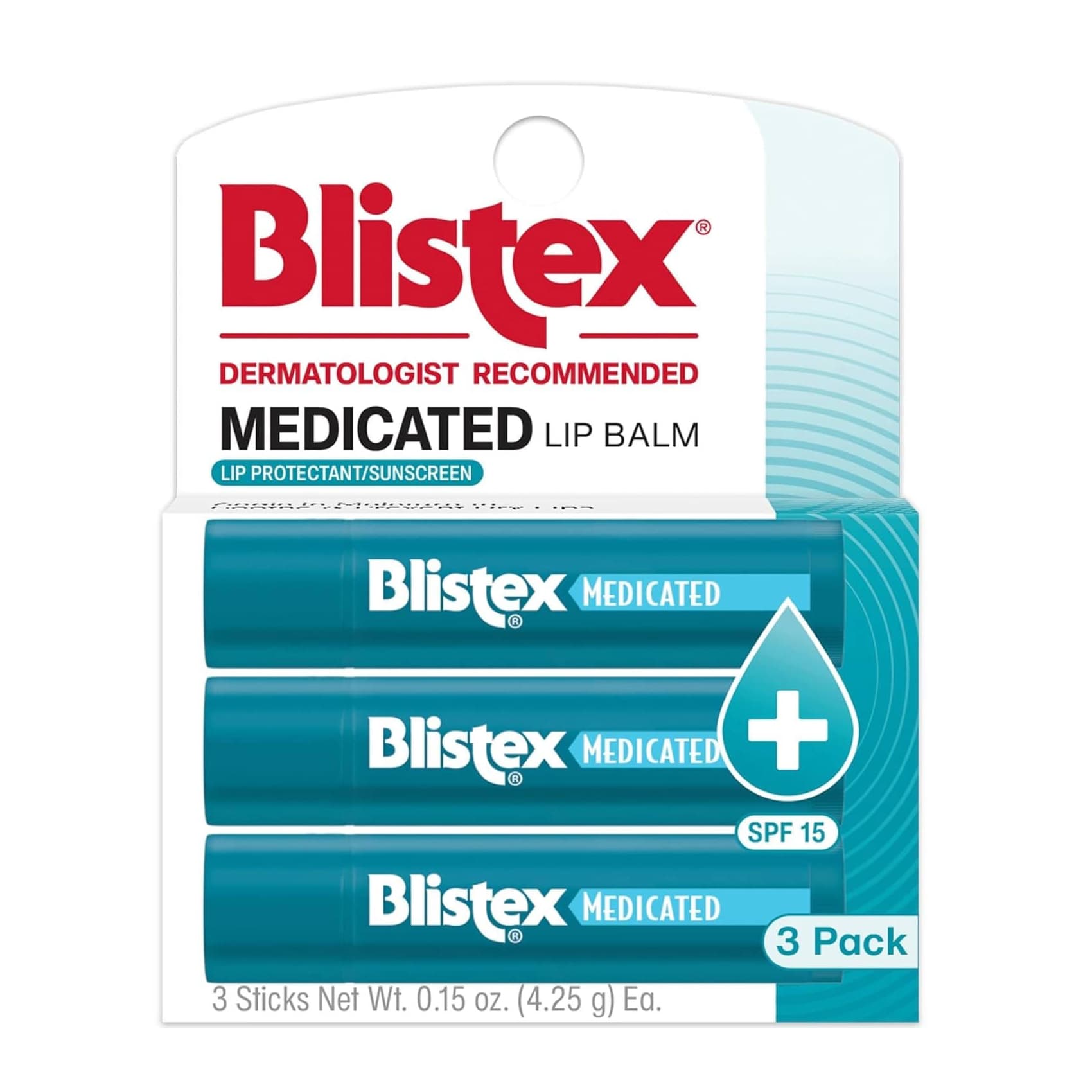 Blistex Medicated Lip Balm, SPF 15 - Pack of 3