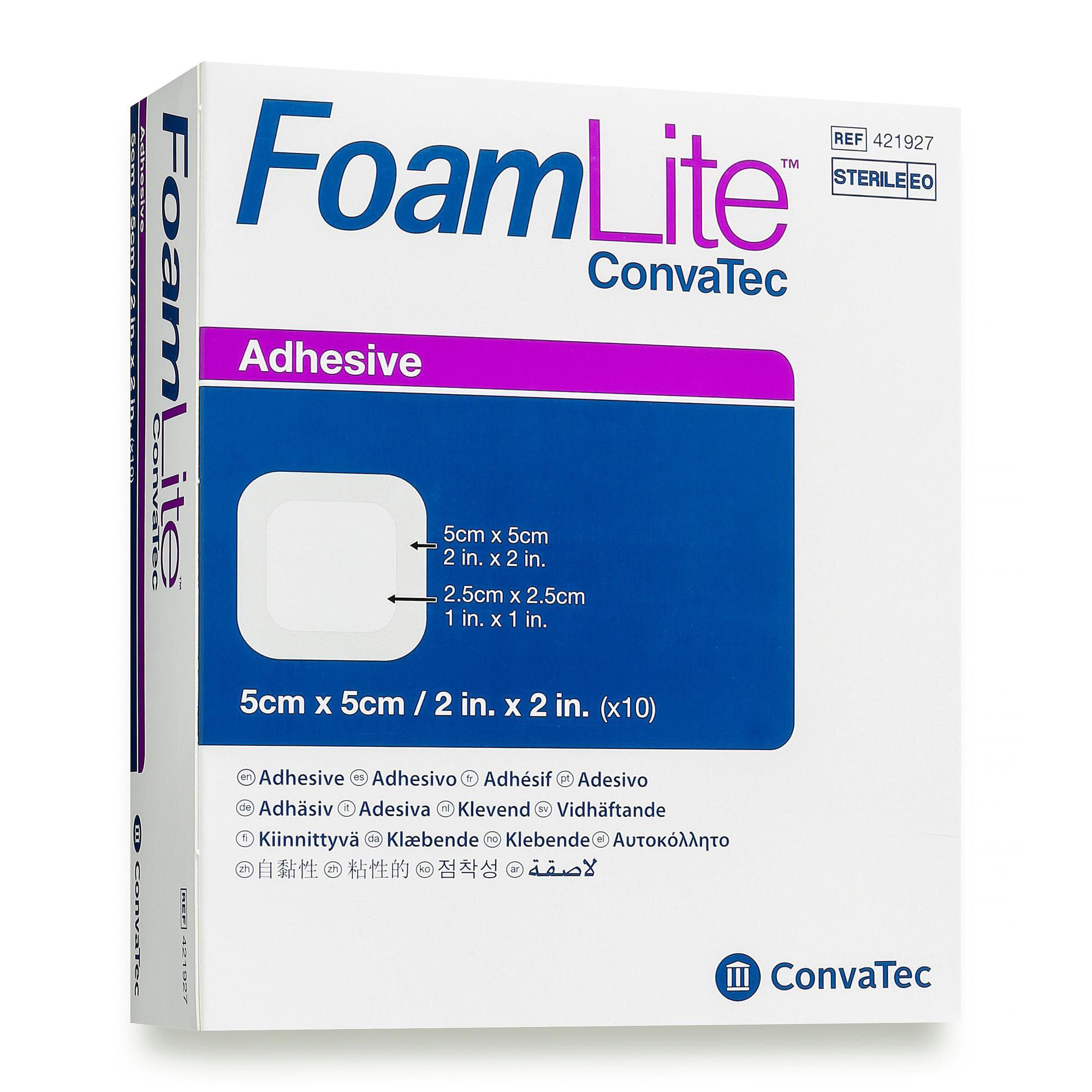 ConvaTec FoamLite Foam Dressing, Square, 2" x 2" - Case of 180 - Image 1