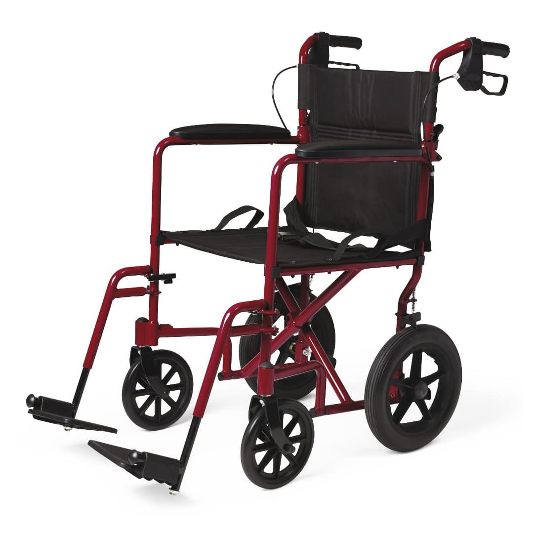 Medline Basic Aluminum Transport Chair With 12" Wheels - Image 2