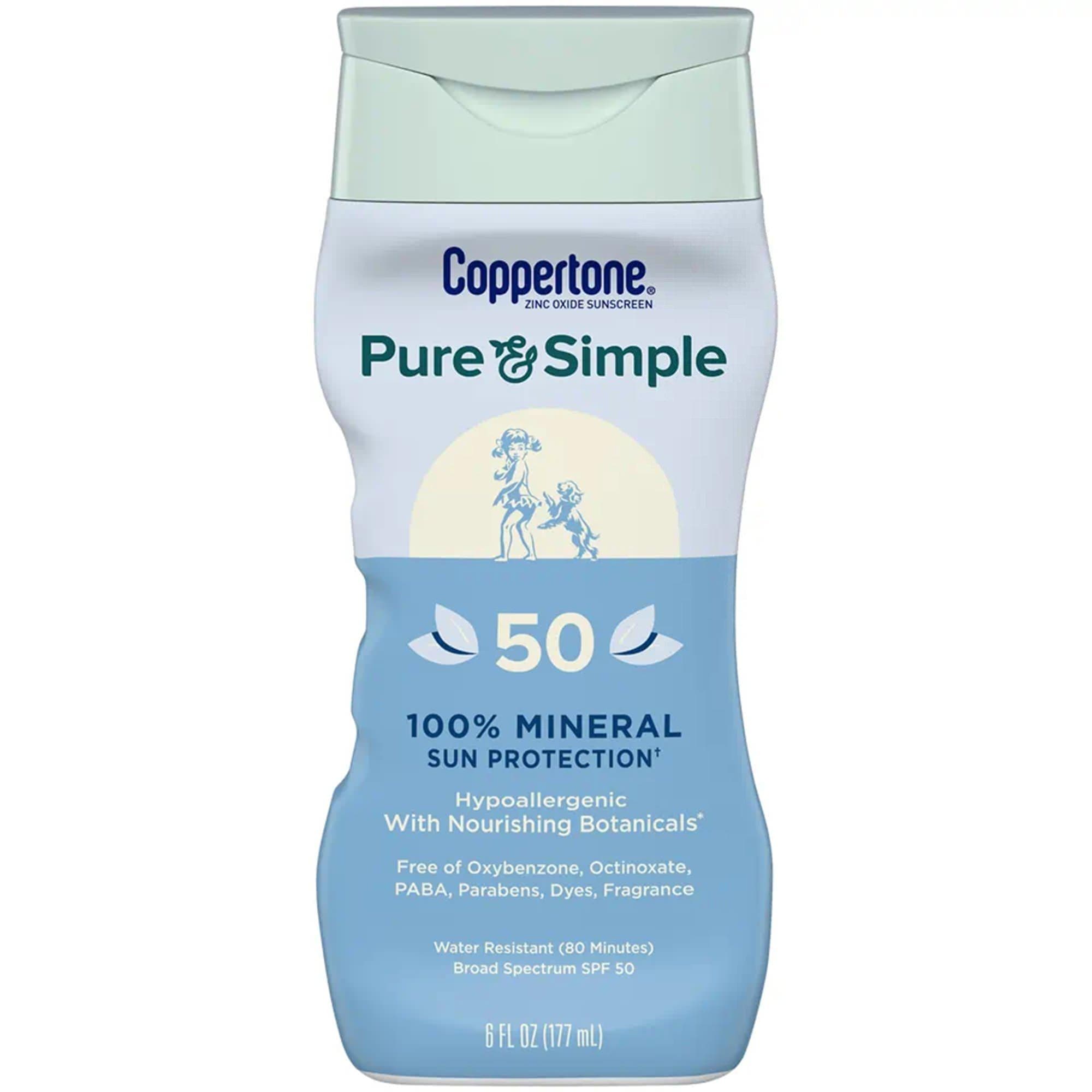 Coppertone Pure and Simple Zinc Oxide Sunscreen SPF 50, 6 oz - Each