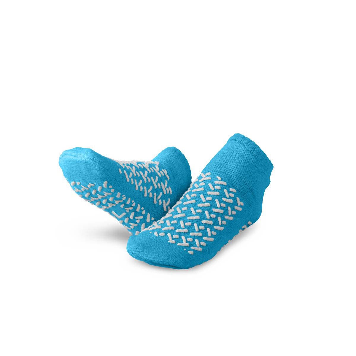 Medline Double-Tread Patient Slippers, Terry Inside, Blue, Size L - Case of 48 - Image 1