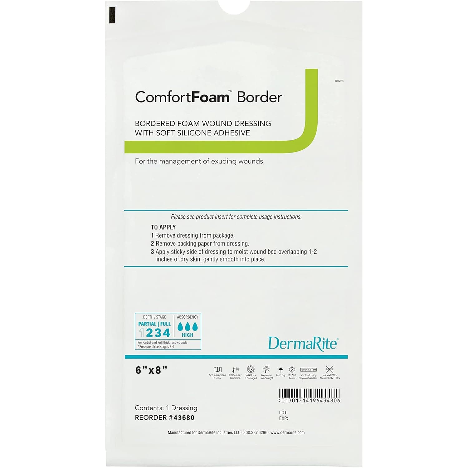 ComfortFoam Border Self-adherent Silicone Foam Dressing with Border, 6 x 8 Inch - Each - Image 1