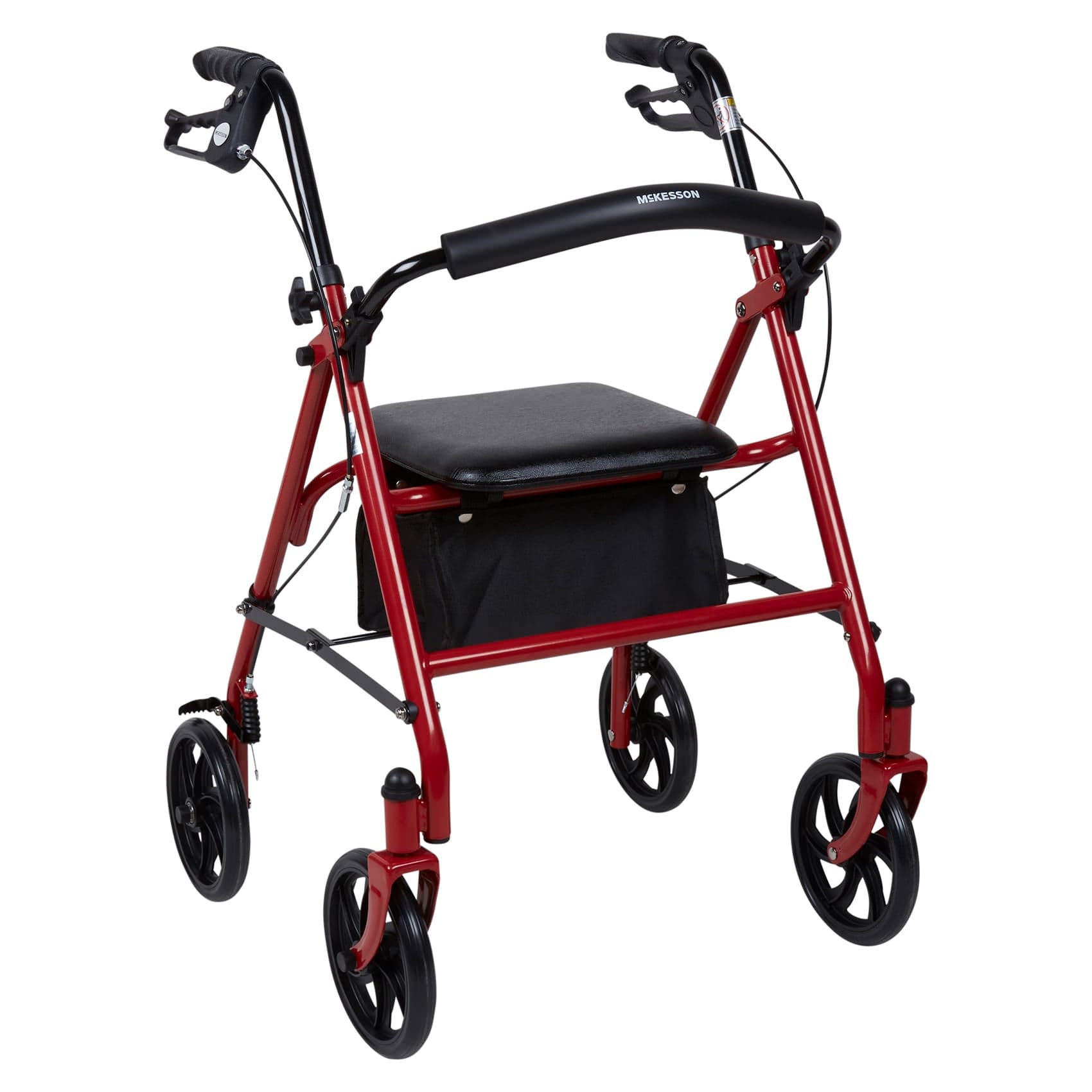 McKesson Steel Frame 4 Wheel Rollator, Red - Each - Image 1