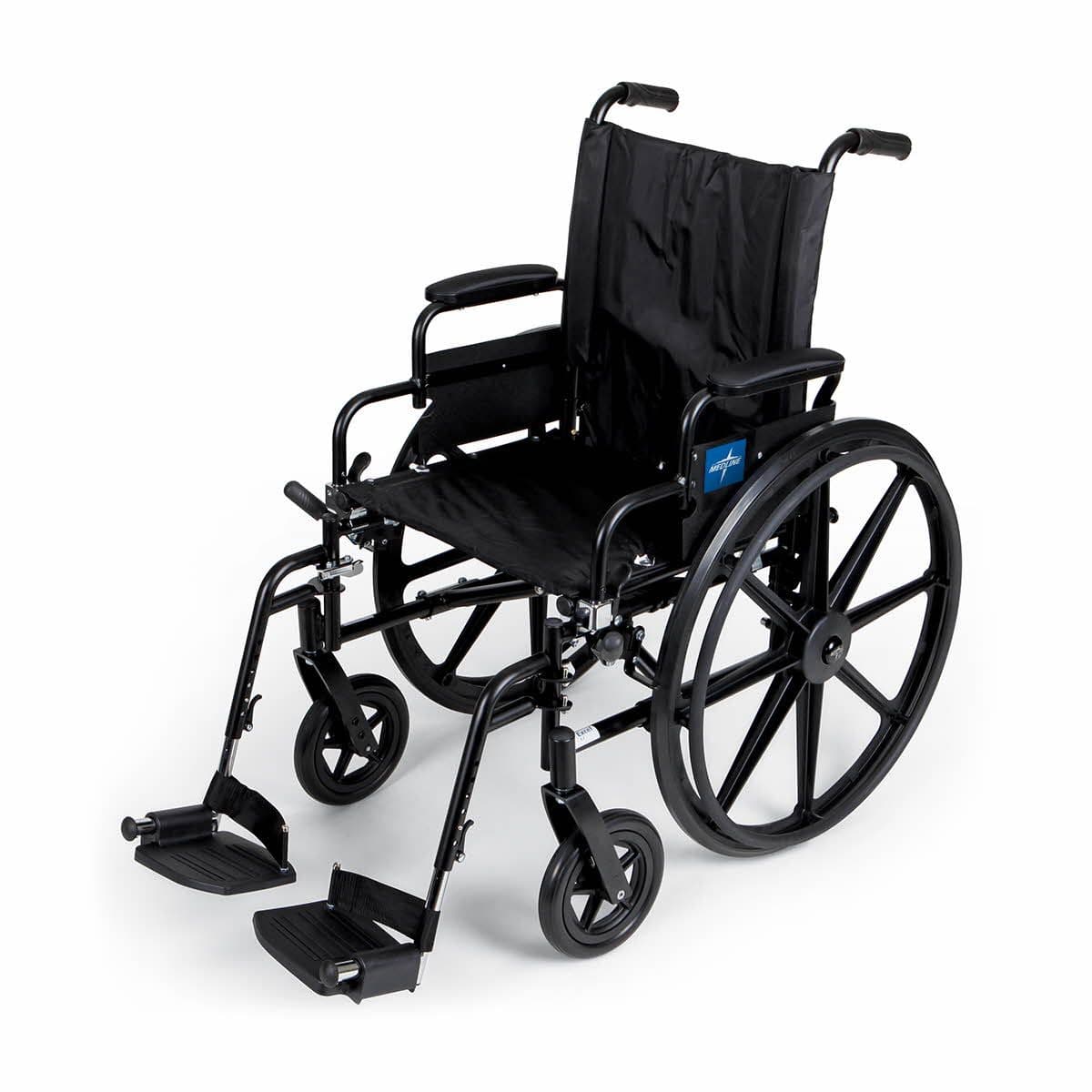 Medline Excel K4 lightweight wheelchair 22"W x 18"D with Swing-Back Desk-Length Arms and Swing-Away Footrests - Image 1