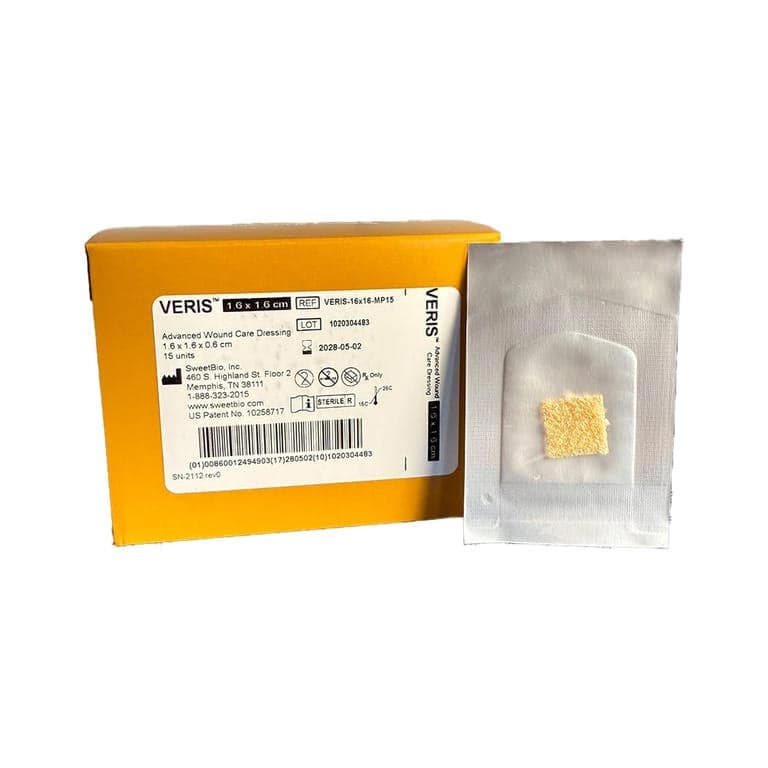 Veris Collagen and Manuka Honey Wound Dressing, 0.6 x 0.6 Inch - Box of 15 - Image 1