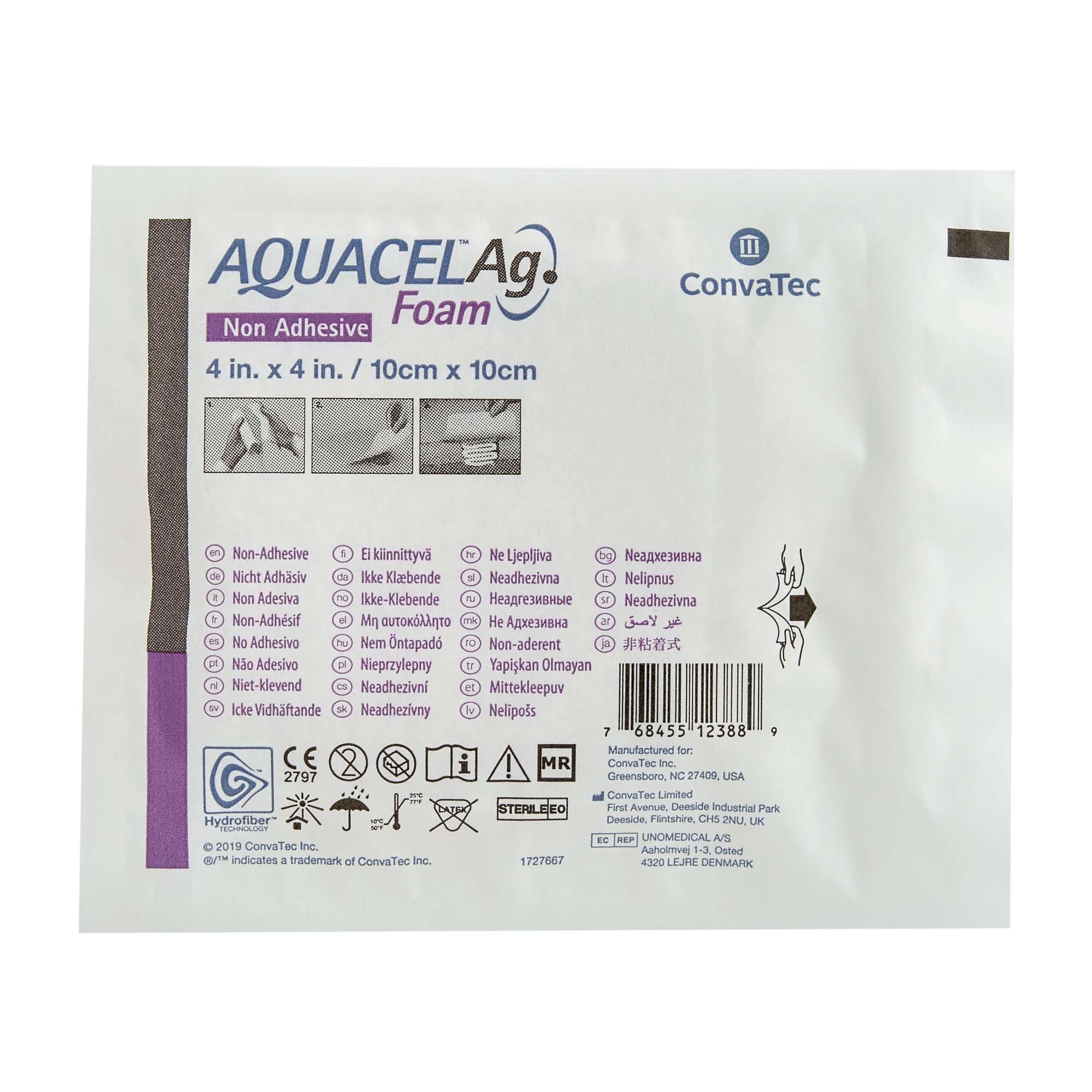 ConvaTec Aquacel Ag Foam Non-Adhesive Dressing, 4 x 4 Inch - Image 1