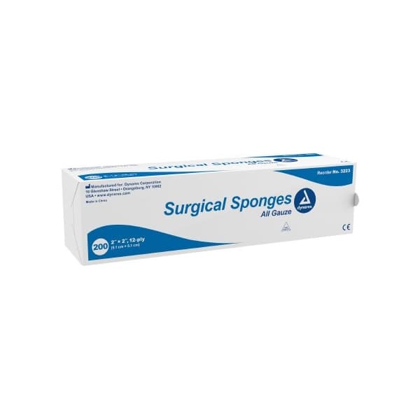Dynarex Gauze Sponge White Square NonSterile, 2 x 2 Inch, 12-Ply - Case of 8000 - Image 1