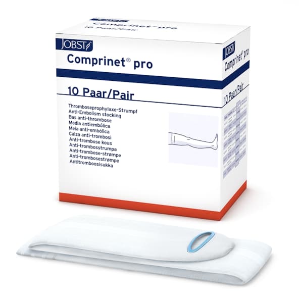Jobst Comprinet Pro Open Toe Anti-embolism Double Chap Stockings, 14-22mmHg, White, Small/Regular - Box of 10 - Image 1