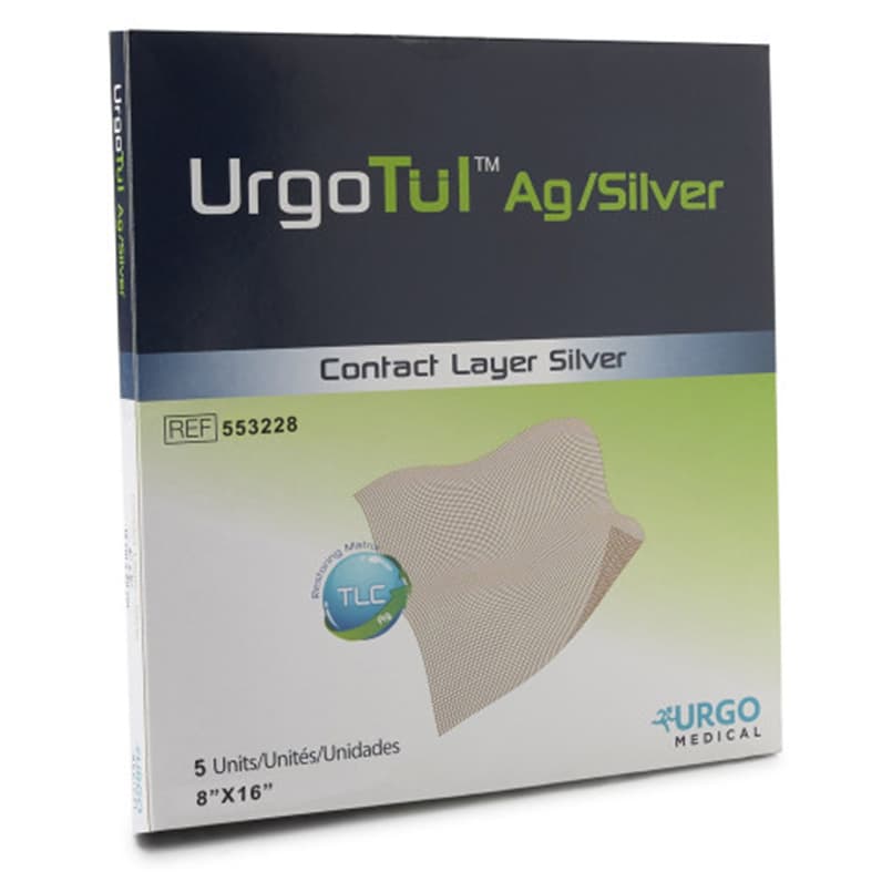 UrgoTul AG Contact Layer Dressing, 8 x 16 Inch - Box of 5 - Image 1