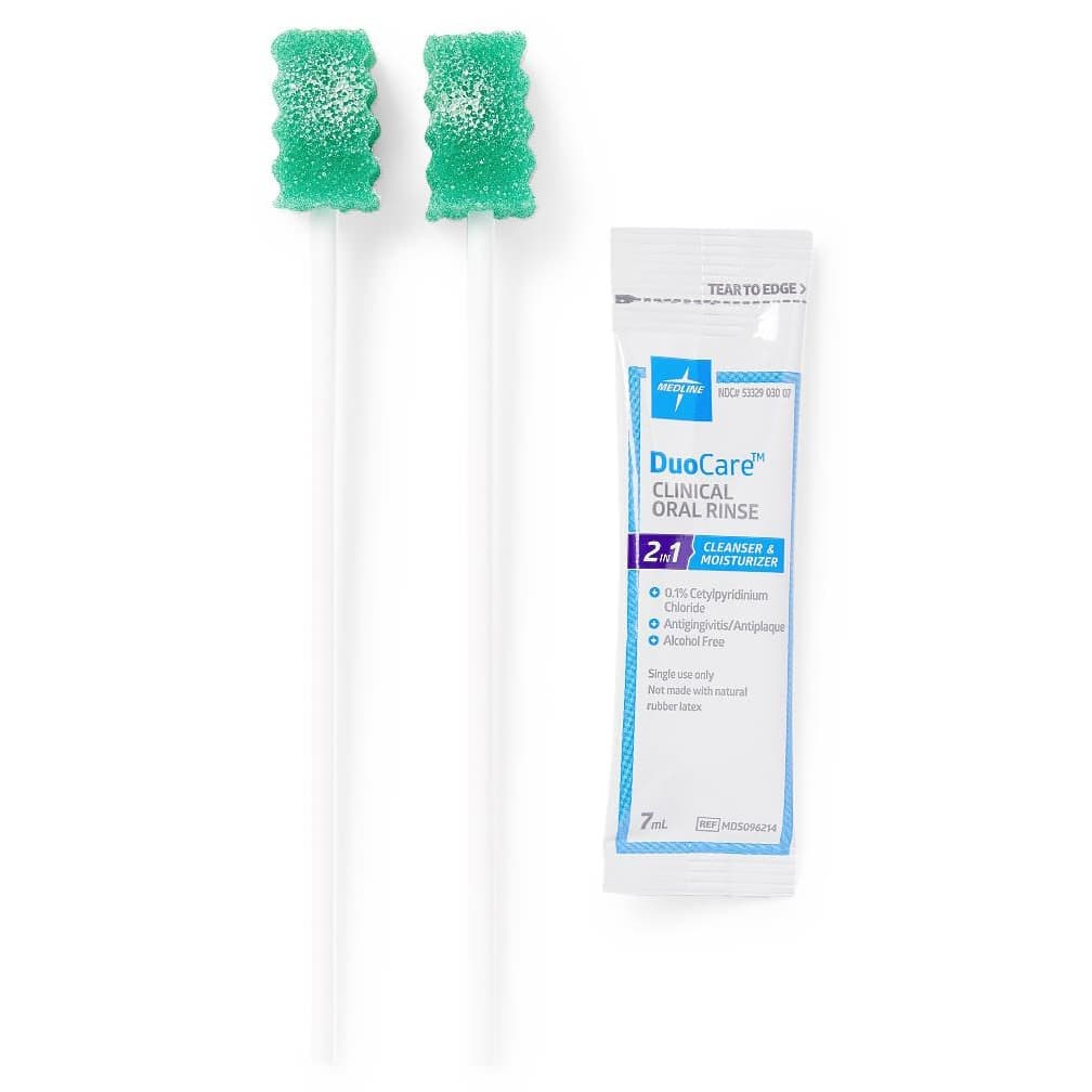 DuoCare Single-Use Oral Care Tray Kit with 2 DenTips Oral Swabsticks - Image 2