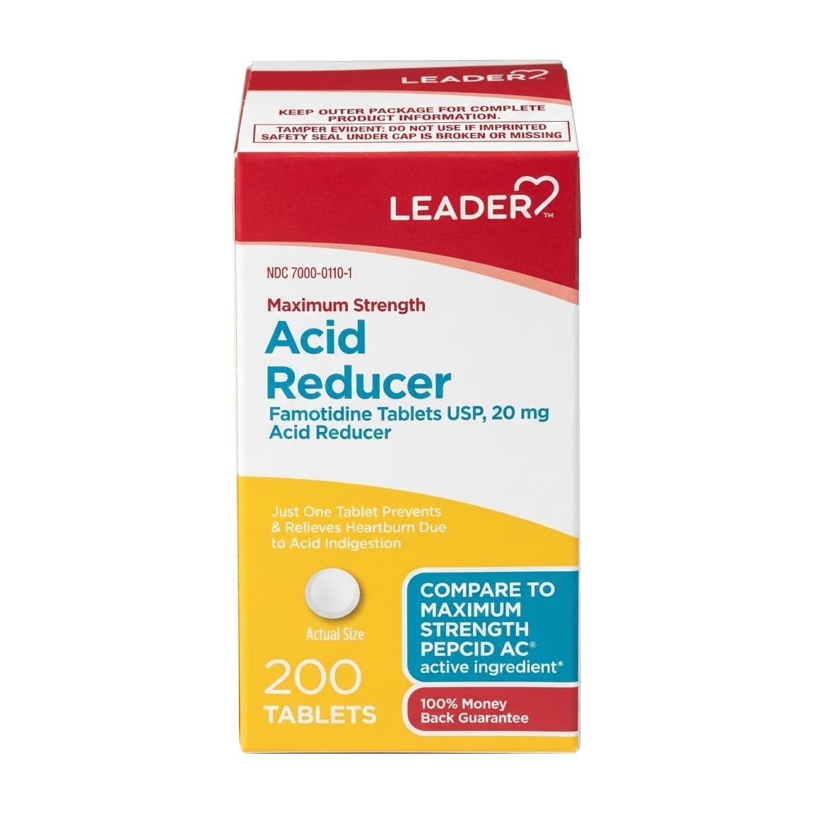 Leader Acid Reducer, Maximum Strength Tablets, 20 mg, 200 Count - Each - Image 1