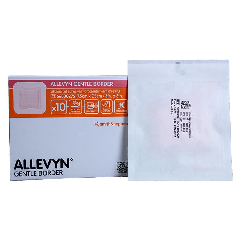 Allevyn Gentle Adhesive Hydrocellular Foam Dressing with Border, 3" x 3" - Case of 40 - Image 1