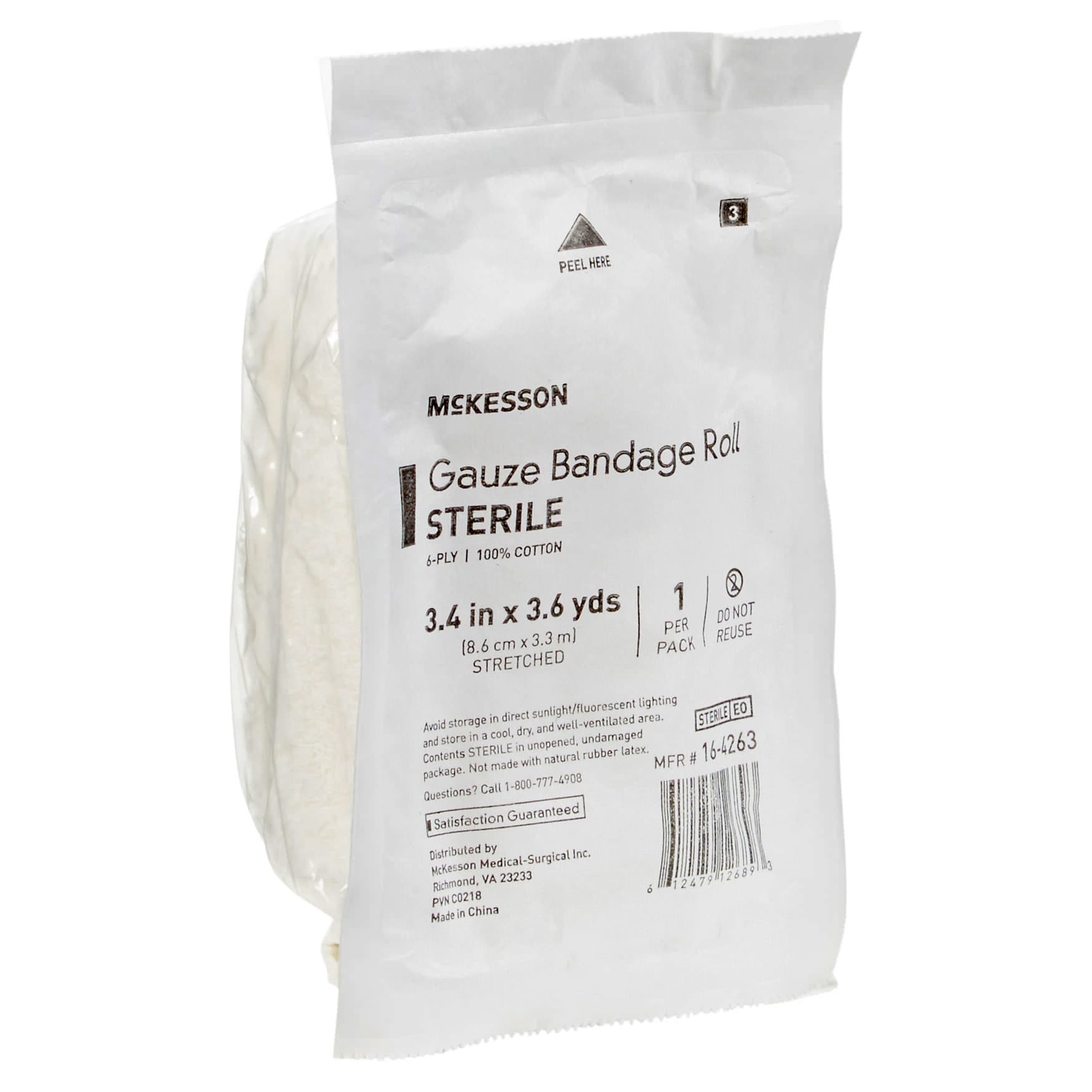 McKesson Cotton Fluff Bandage Roll, 6-Ply, 3-2/5 Inch x 3-3/5 Yard - Each - Image 1